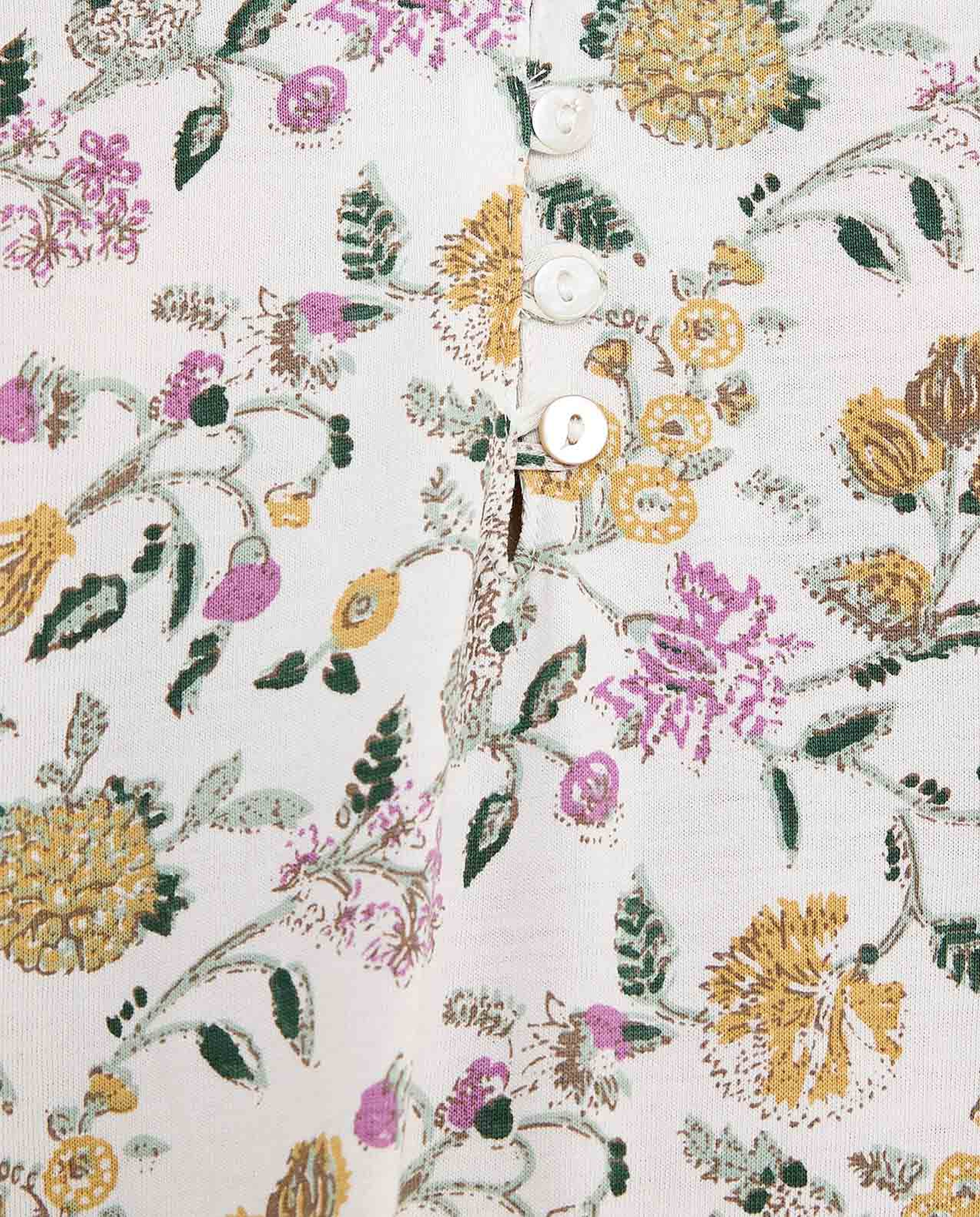 Floral Patterned Nightdress with V-Neck and Ruffle Sleeves