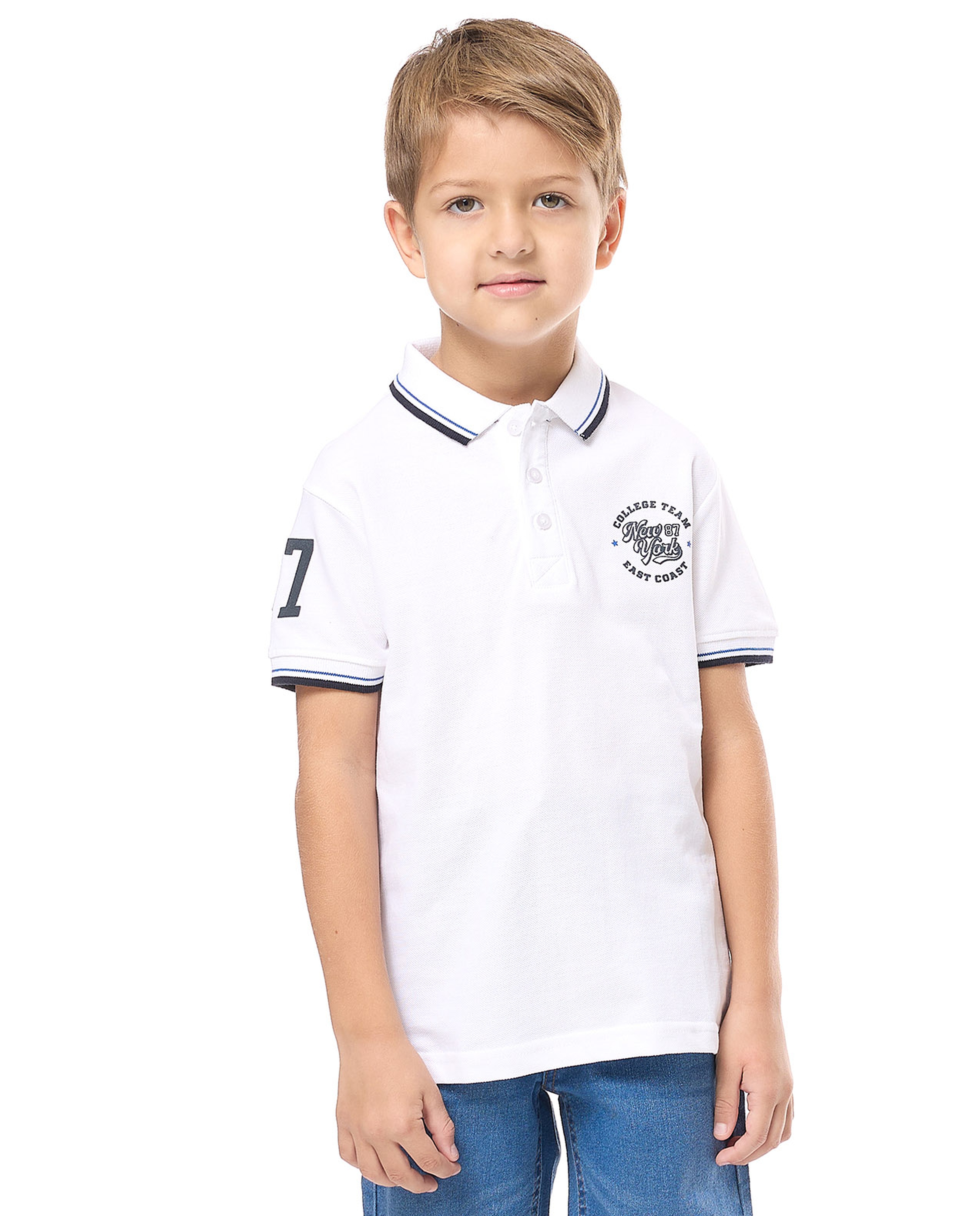 Printed Polo T-Shirt with Short Sleeves