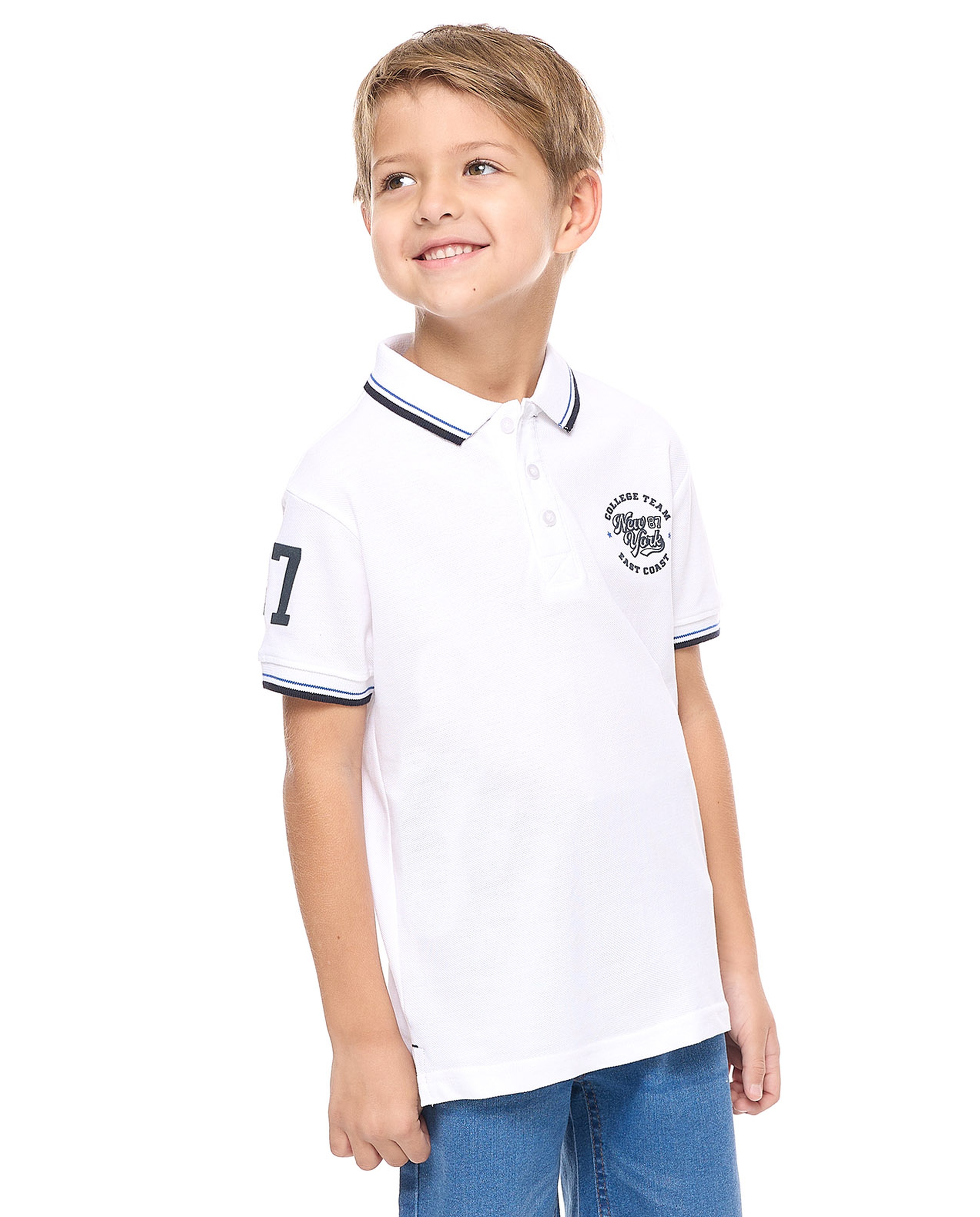 Printed Polo T-Shirt with Short Sleeves