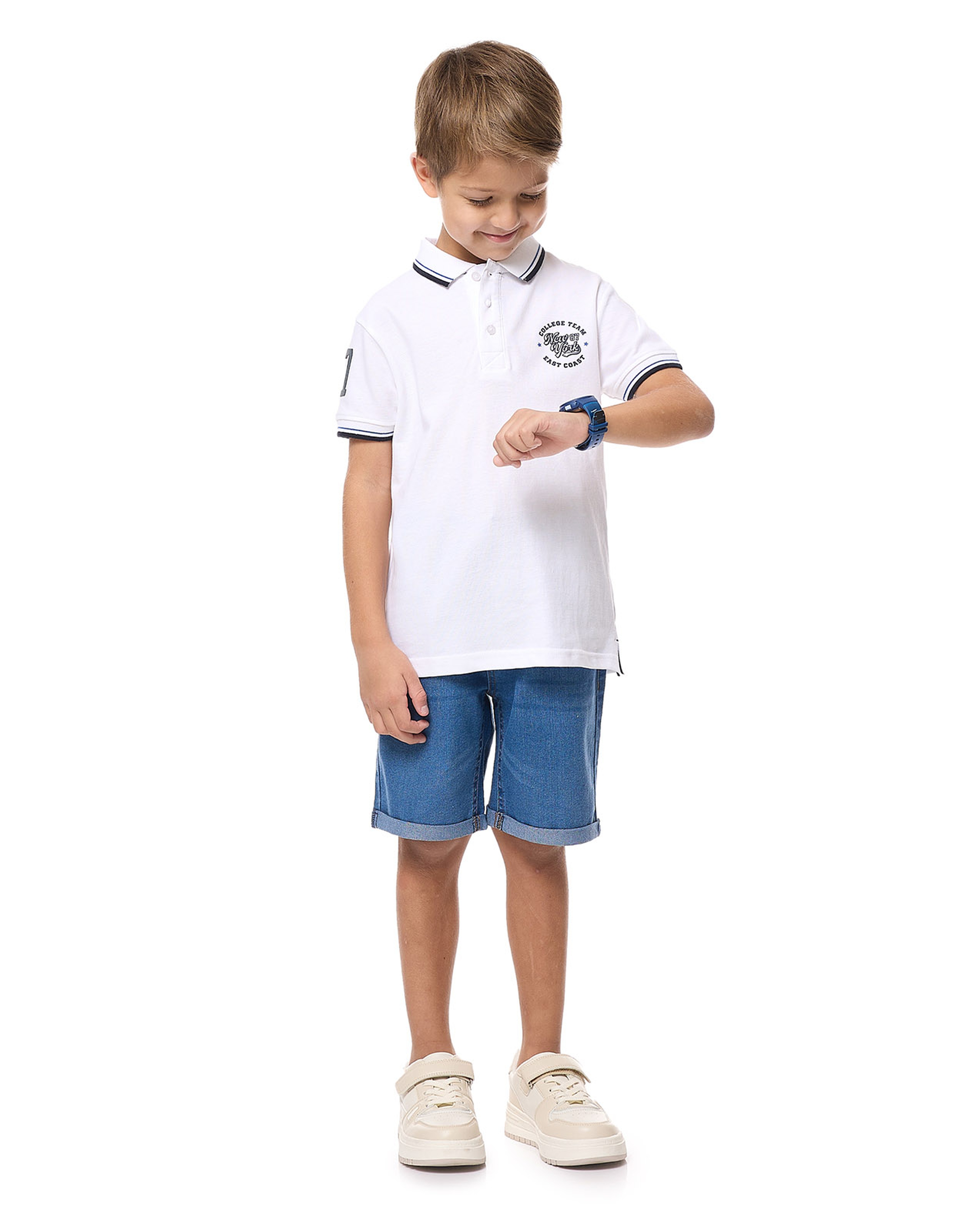 Printed Polo T-Shirt with Short Sleeves