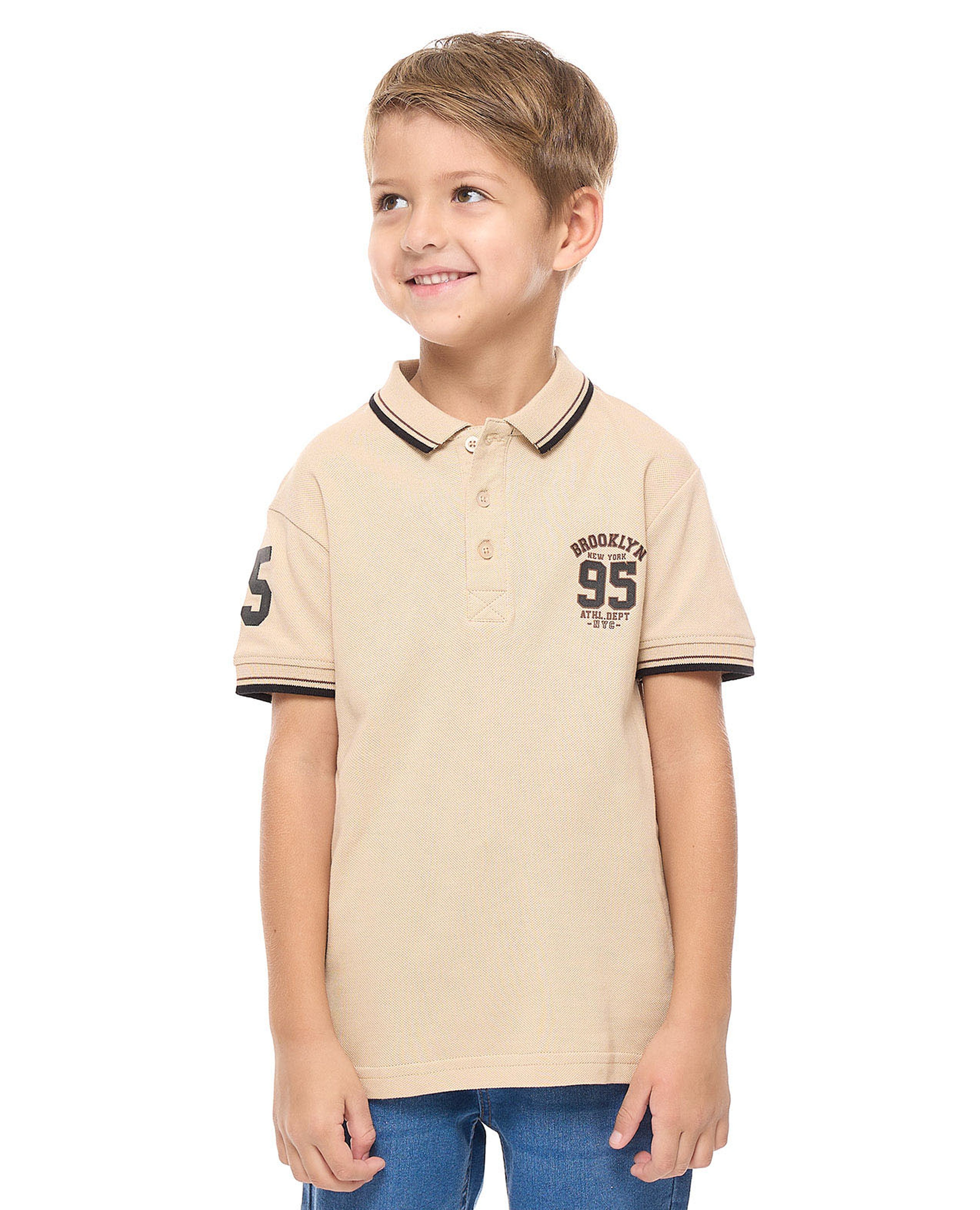 Printed Polo T-Shirt with Short Sleeves