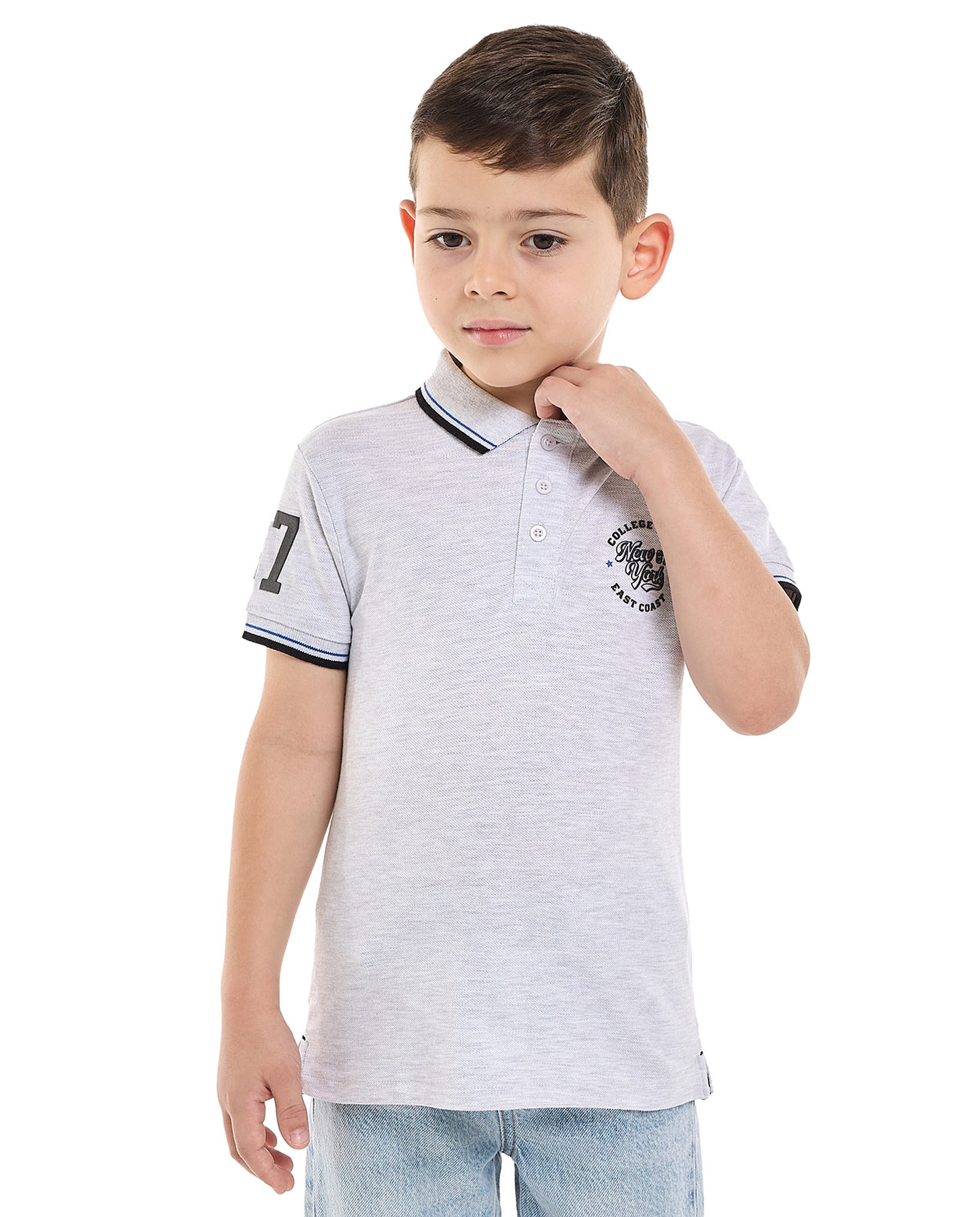 Printed Polo T-Shirt with Short Sleeves