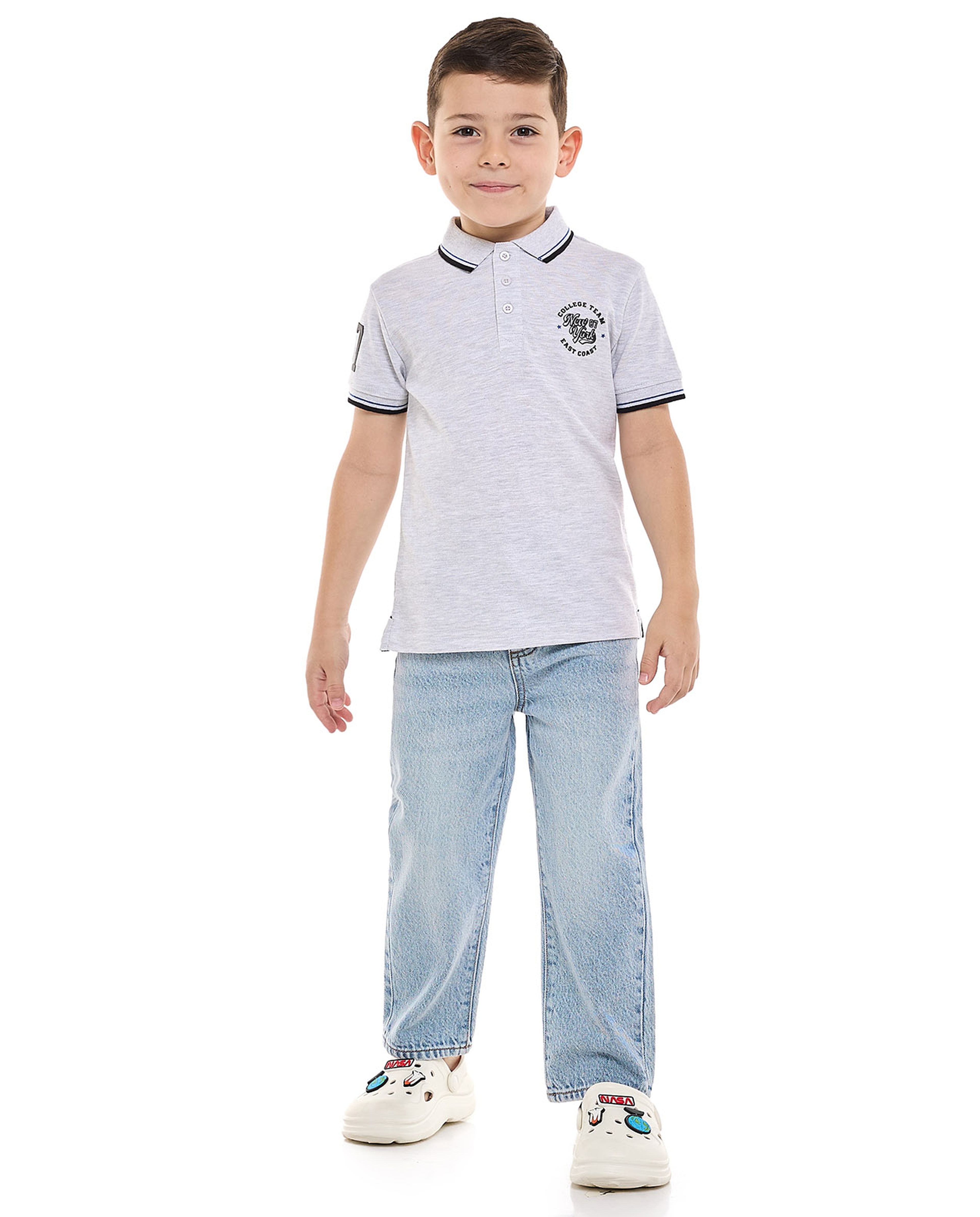 Printed Polo T-Shirt with Short Sleeves