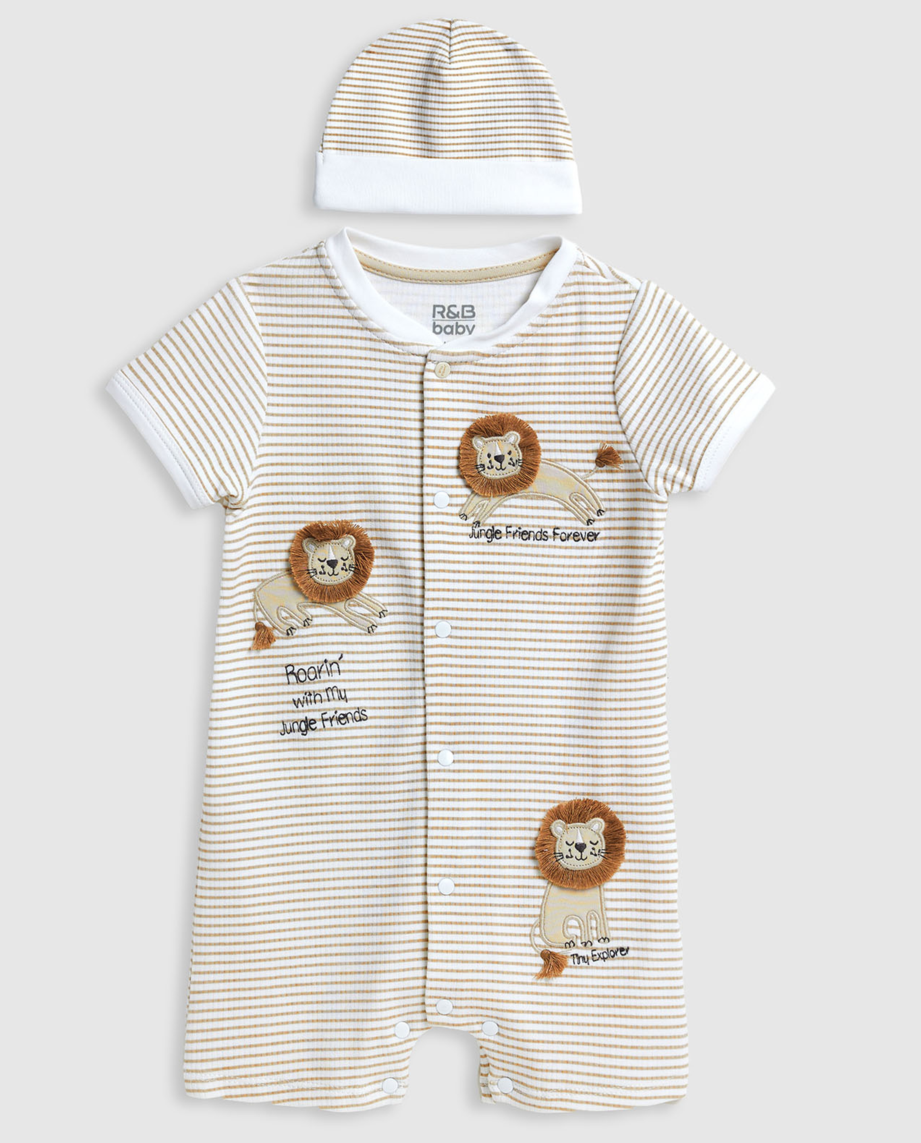 Embroidered Rompers and Cap Set