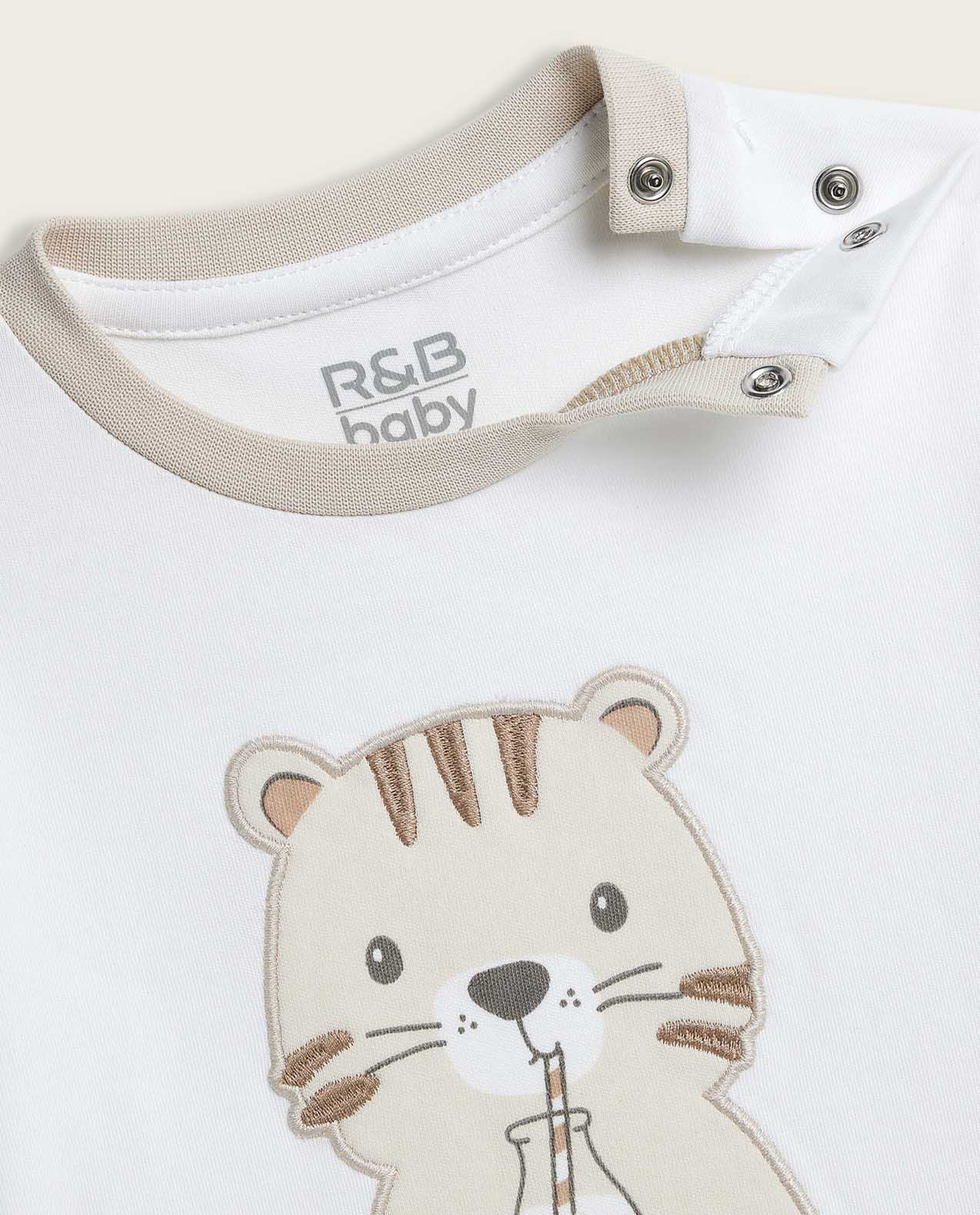 Embroidered Bodysuit with Crew Neck and Short Sleeves