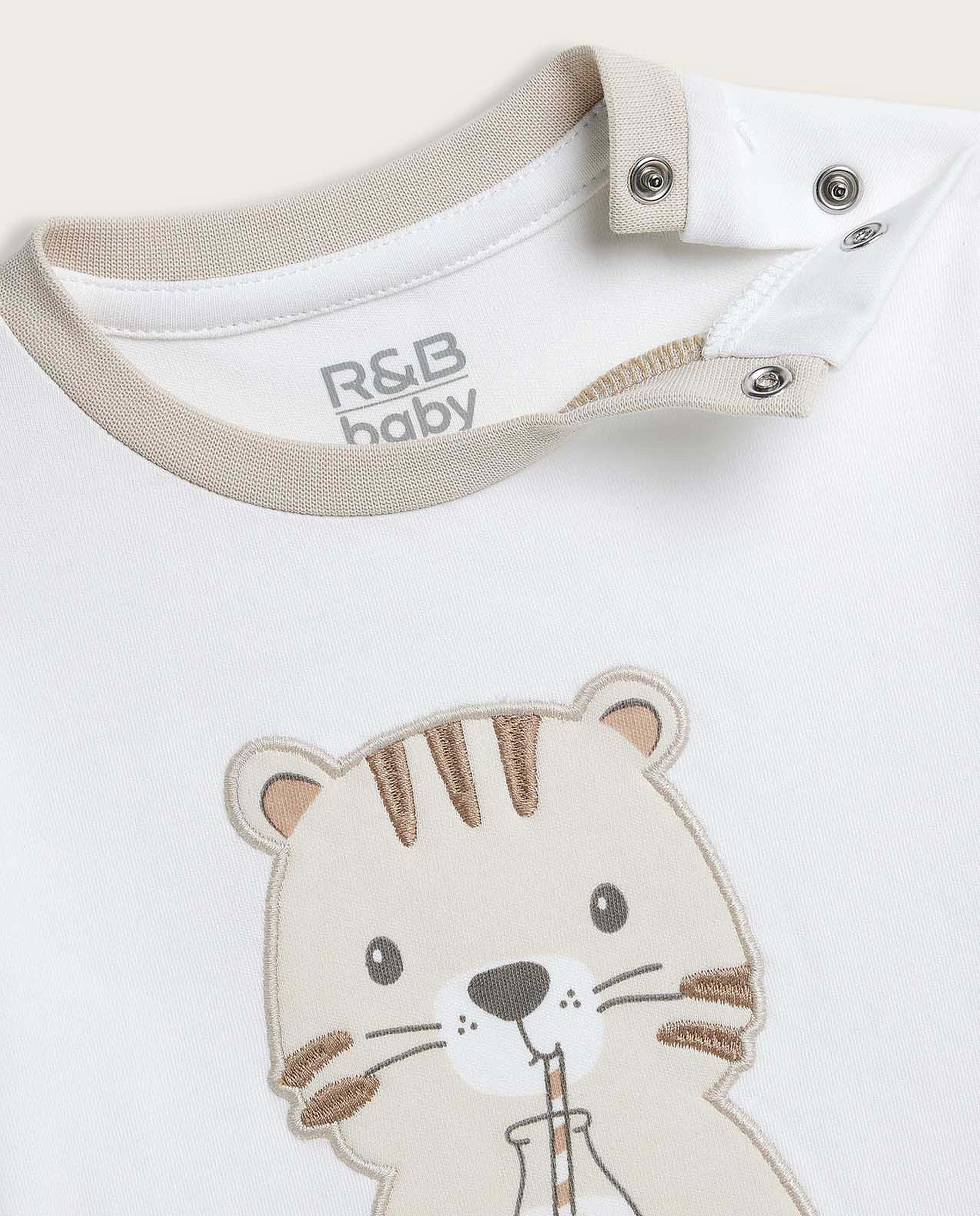 Embroidered Bodysuit with Crew Neck and Short Sleeves