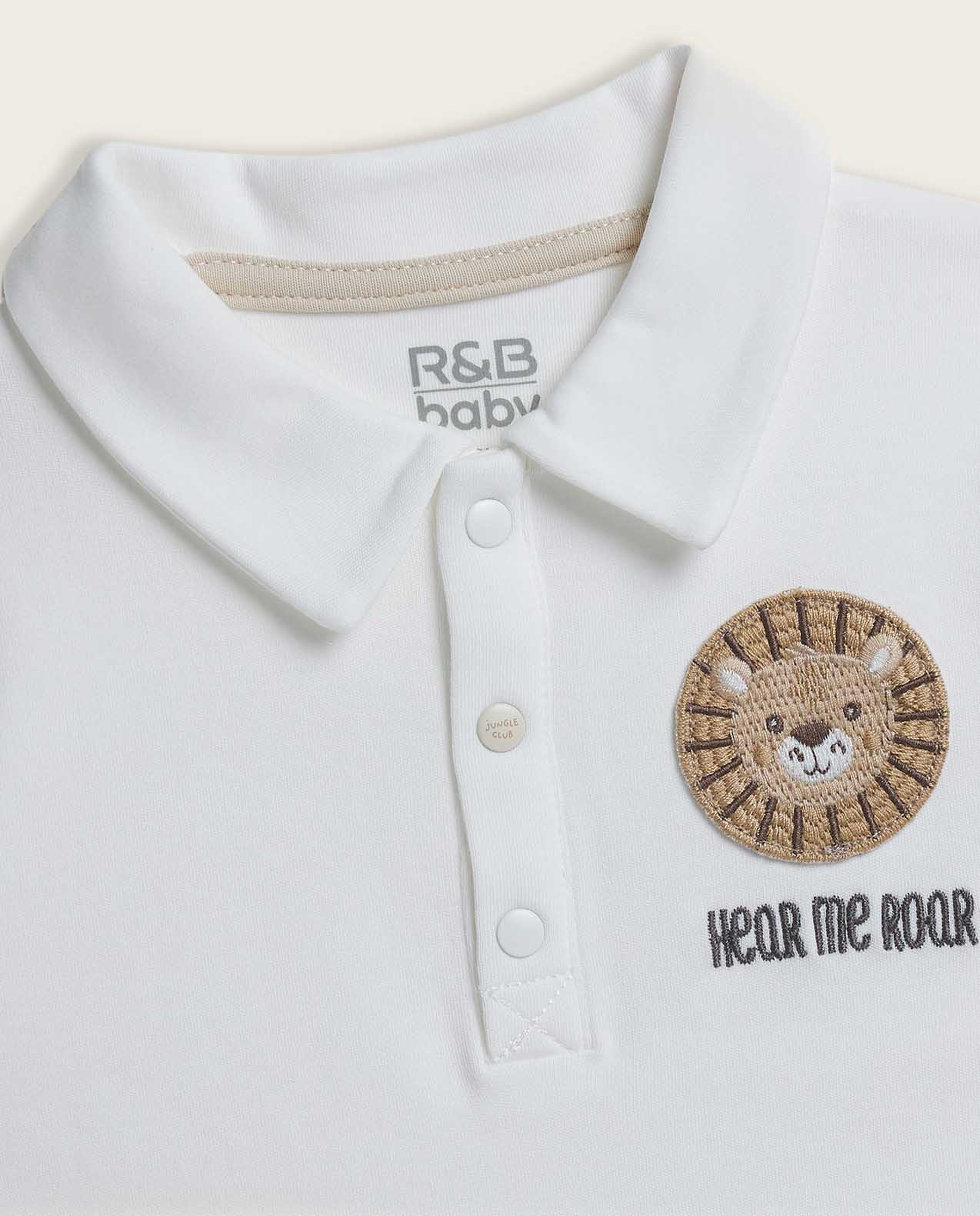 Embroidered Collared Romper with Short Sleeves