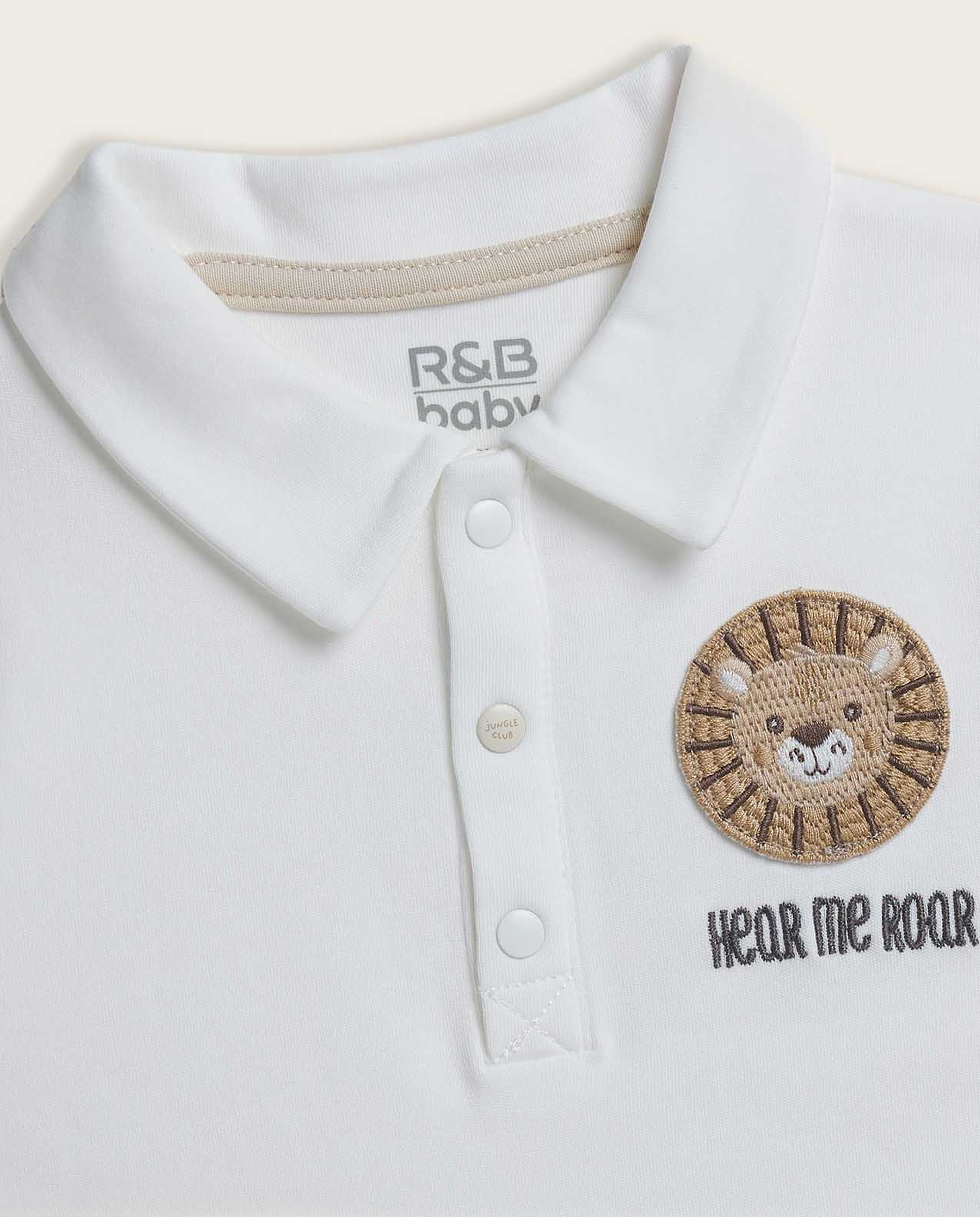 Embroidered Collared Romper with Short Sleeves