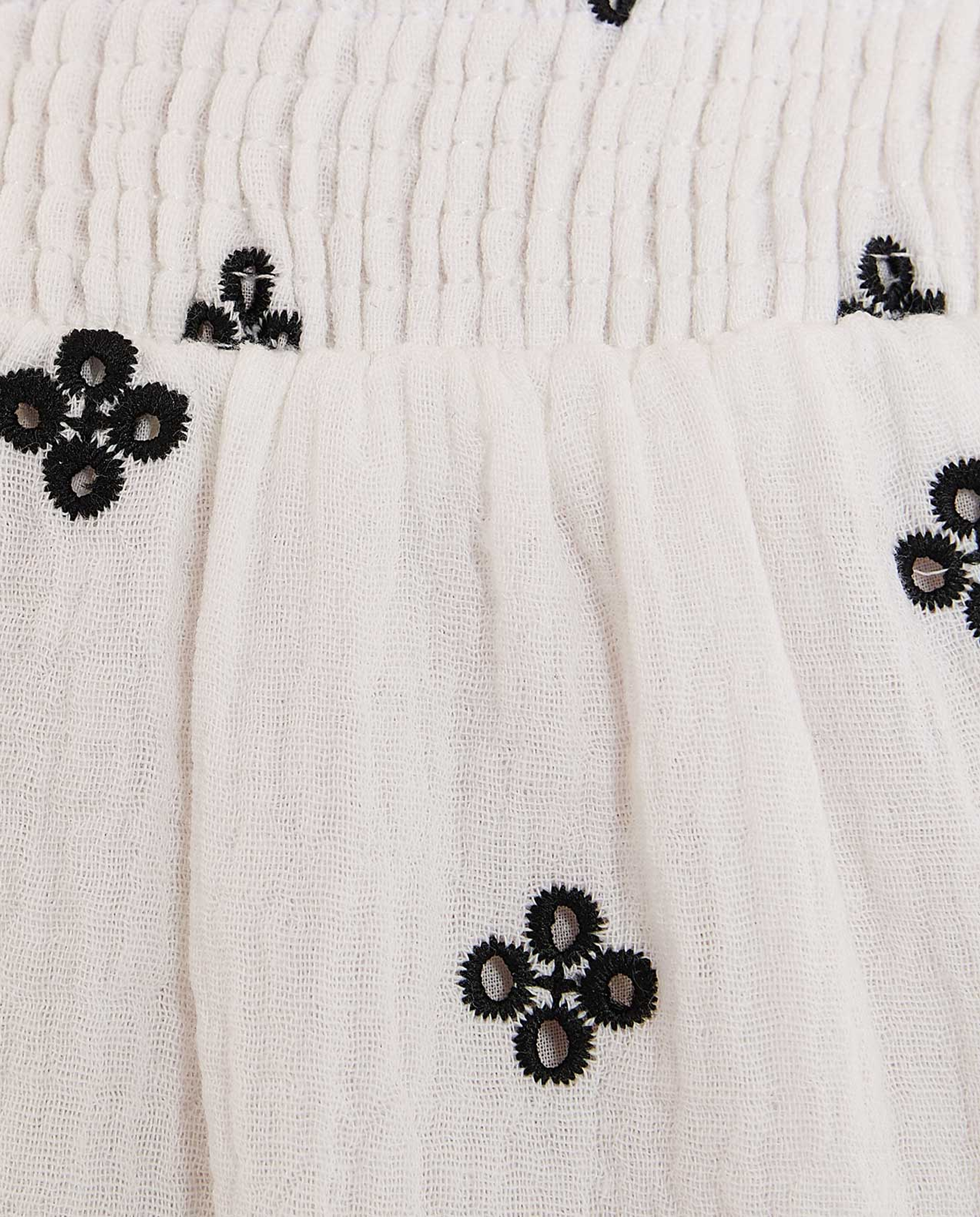 Embroidered Strappy Dress with Square Neck