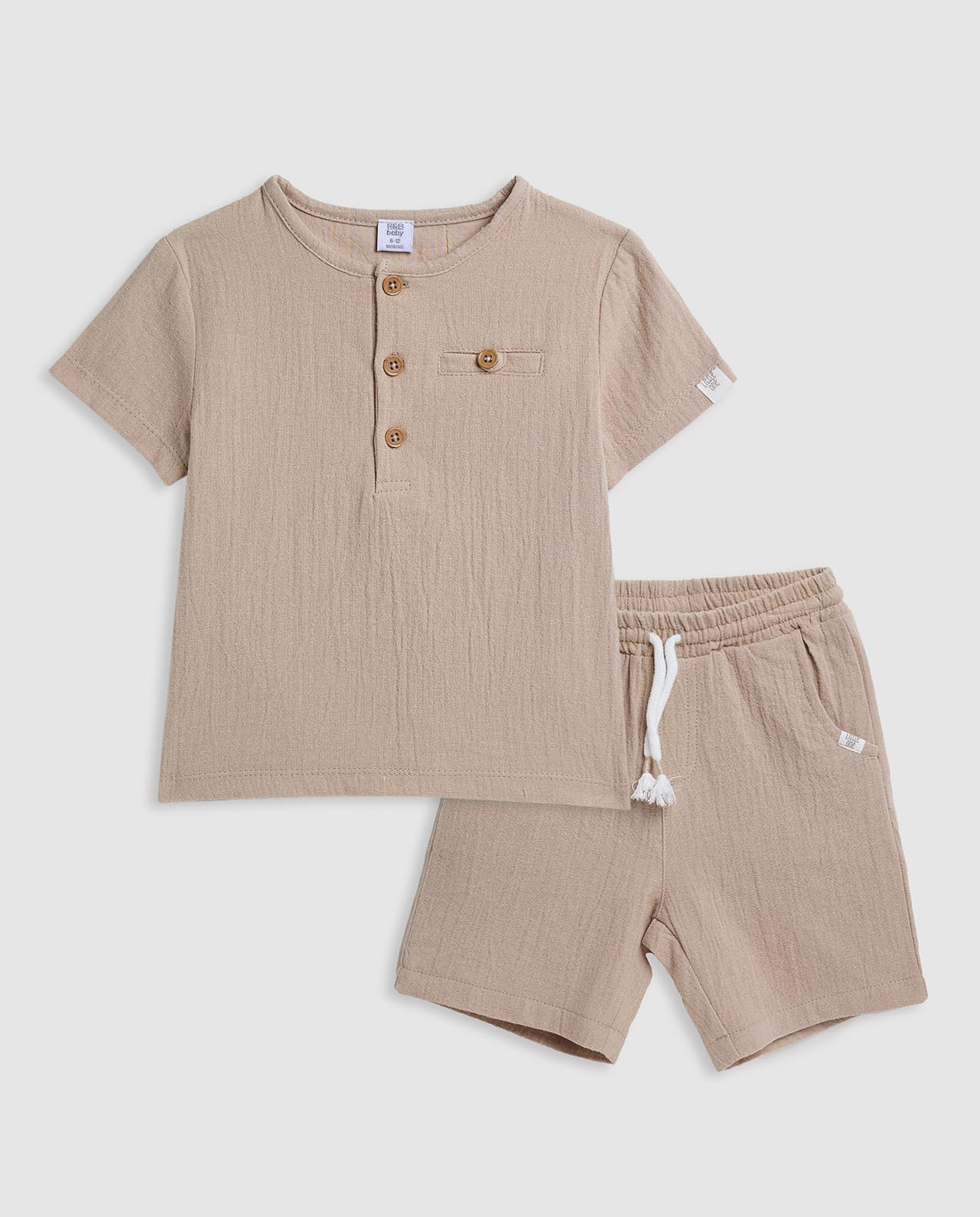 Textured T-Shirt and Shorts Set
