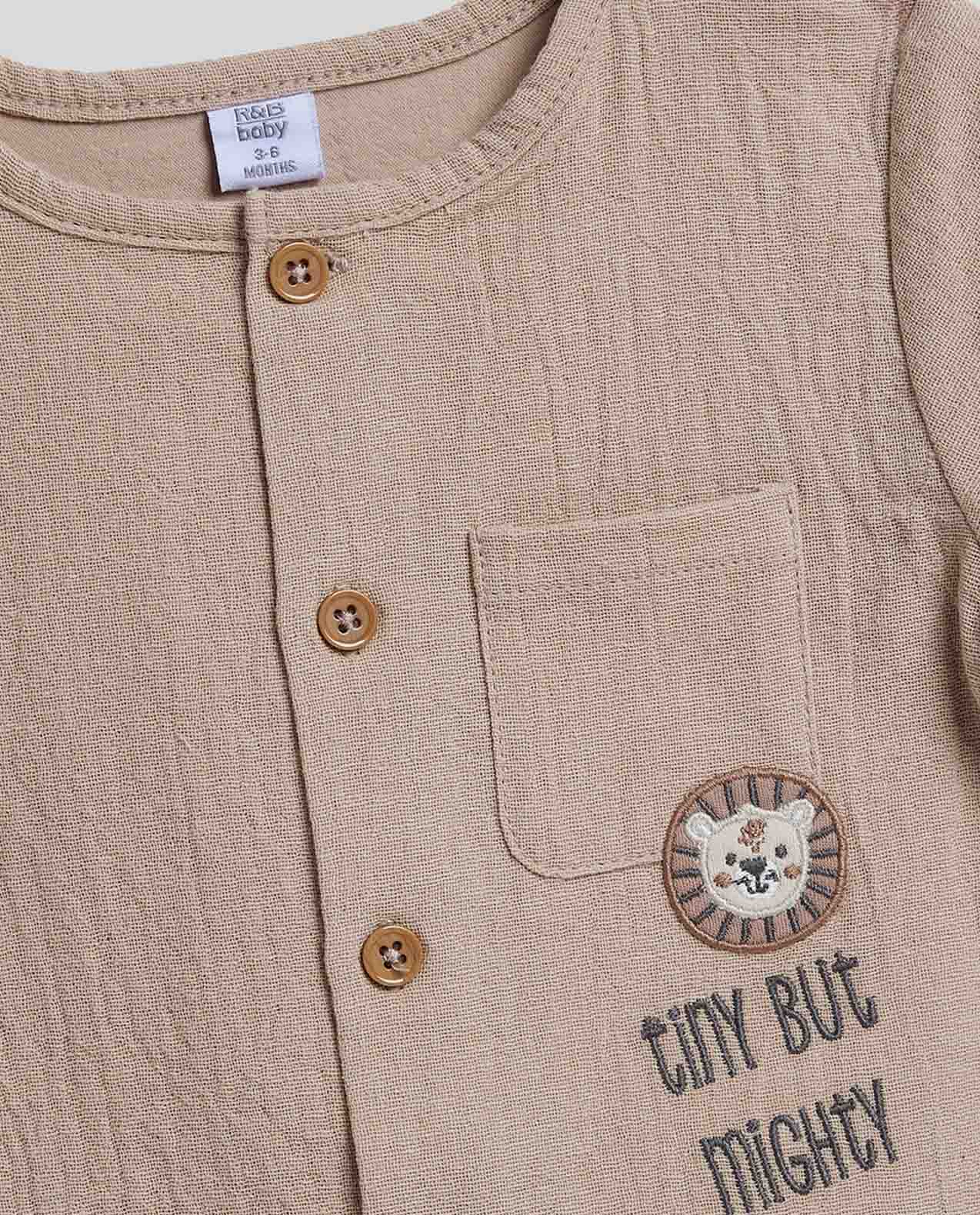 Embroidered Romper with Crew Neck and Short Sleeves