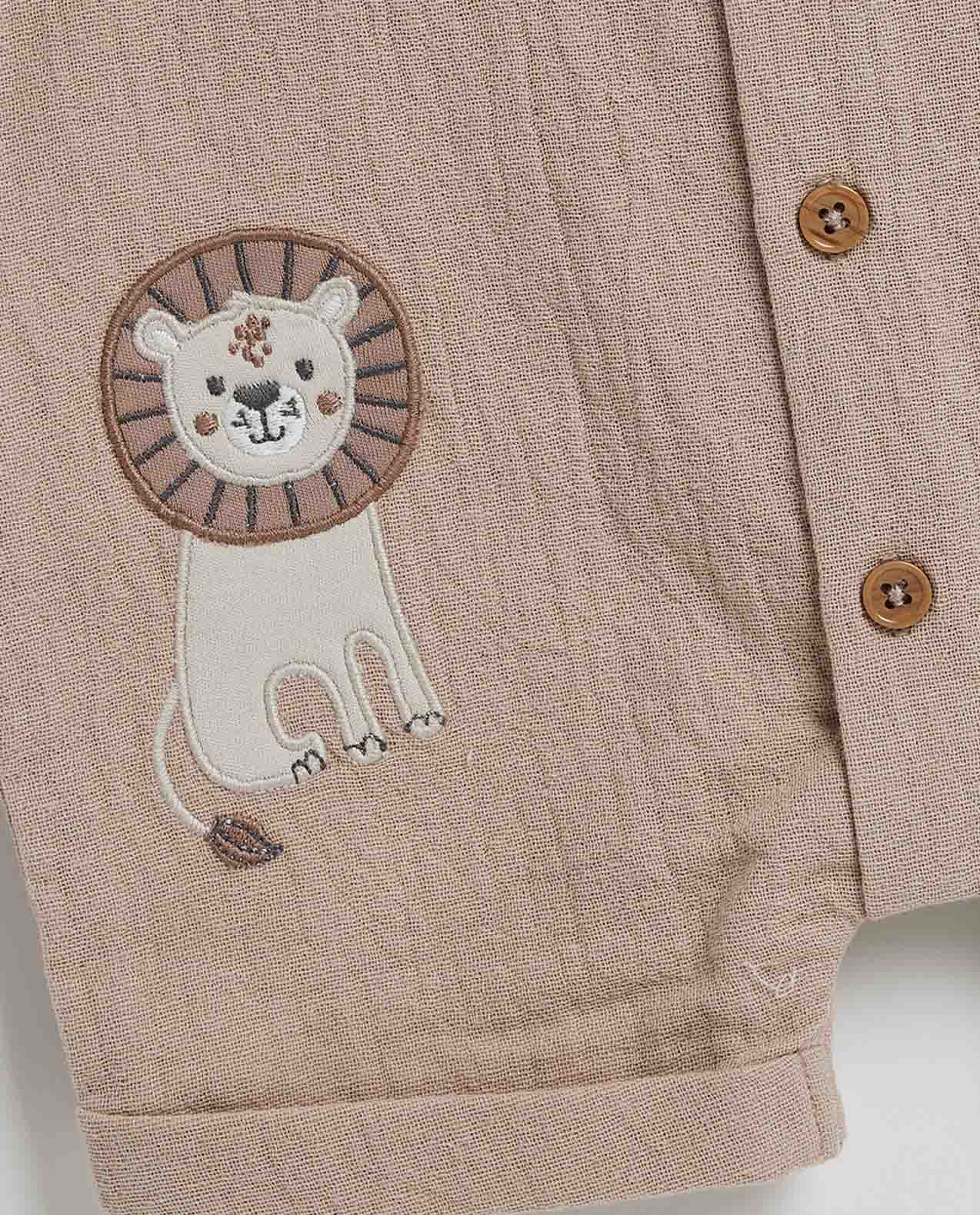 Embroidered Romper with Crew Neck and Short Sleeves