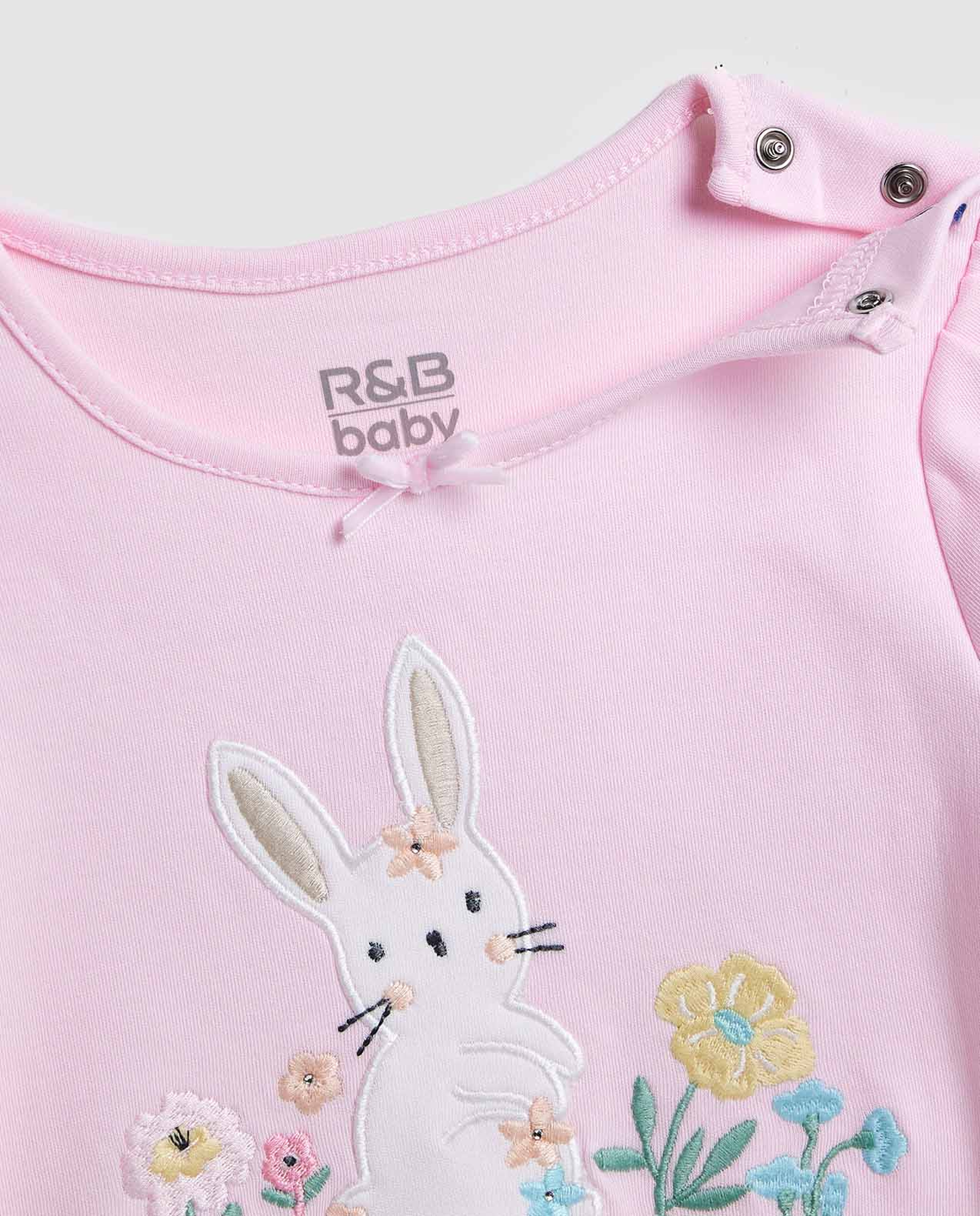 Embroidered Bodysuit Dress with Crew Neck and Short Sleeves