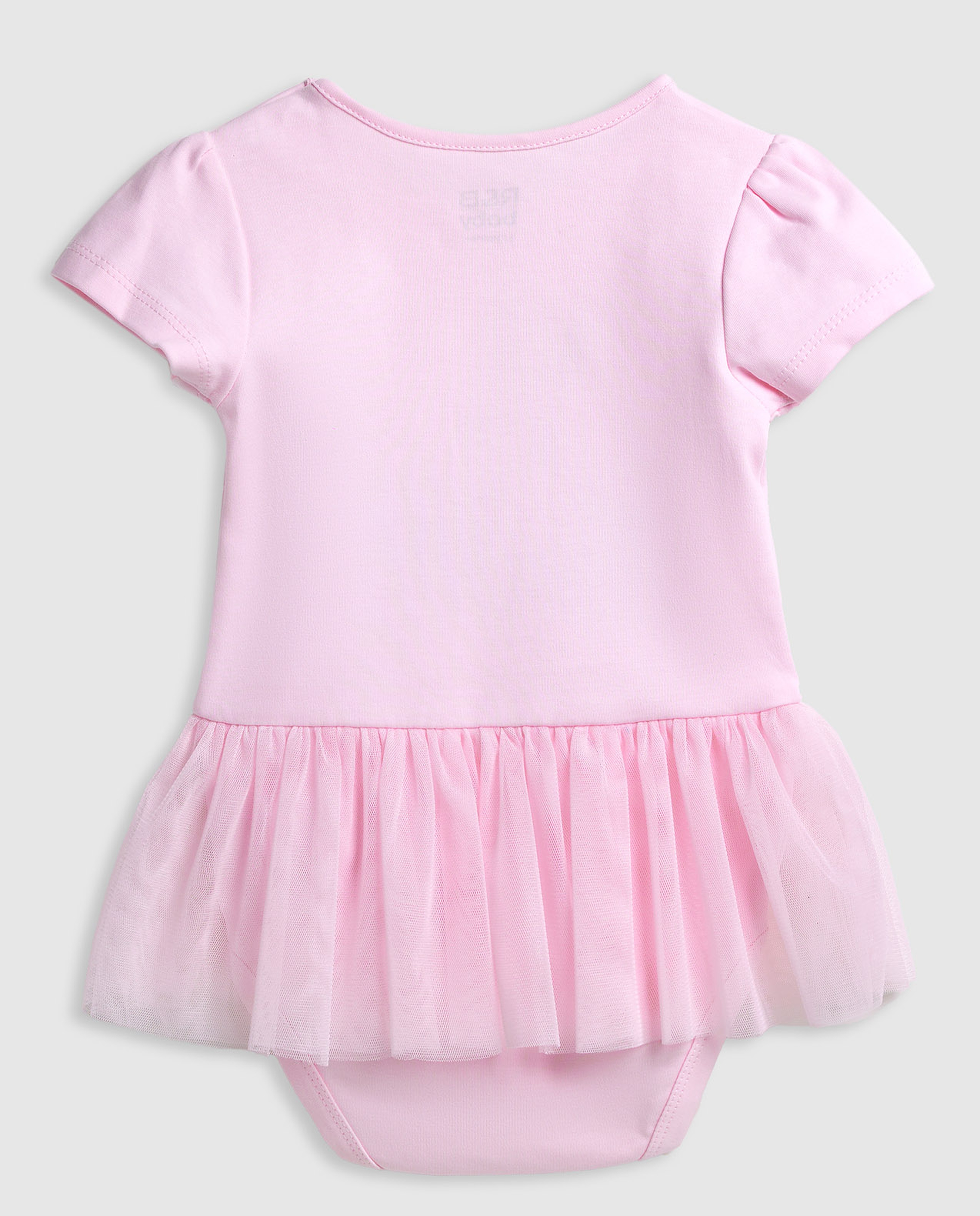 Embroidered Bodysuit Dress with Crew Neck and Short Sleeves