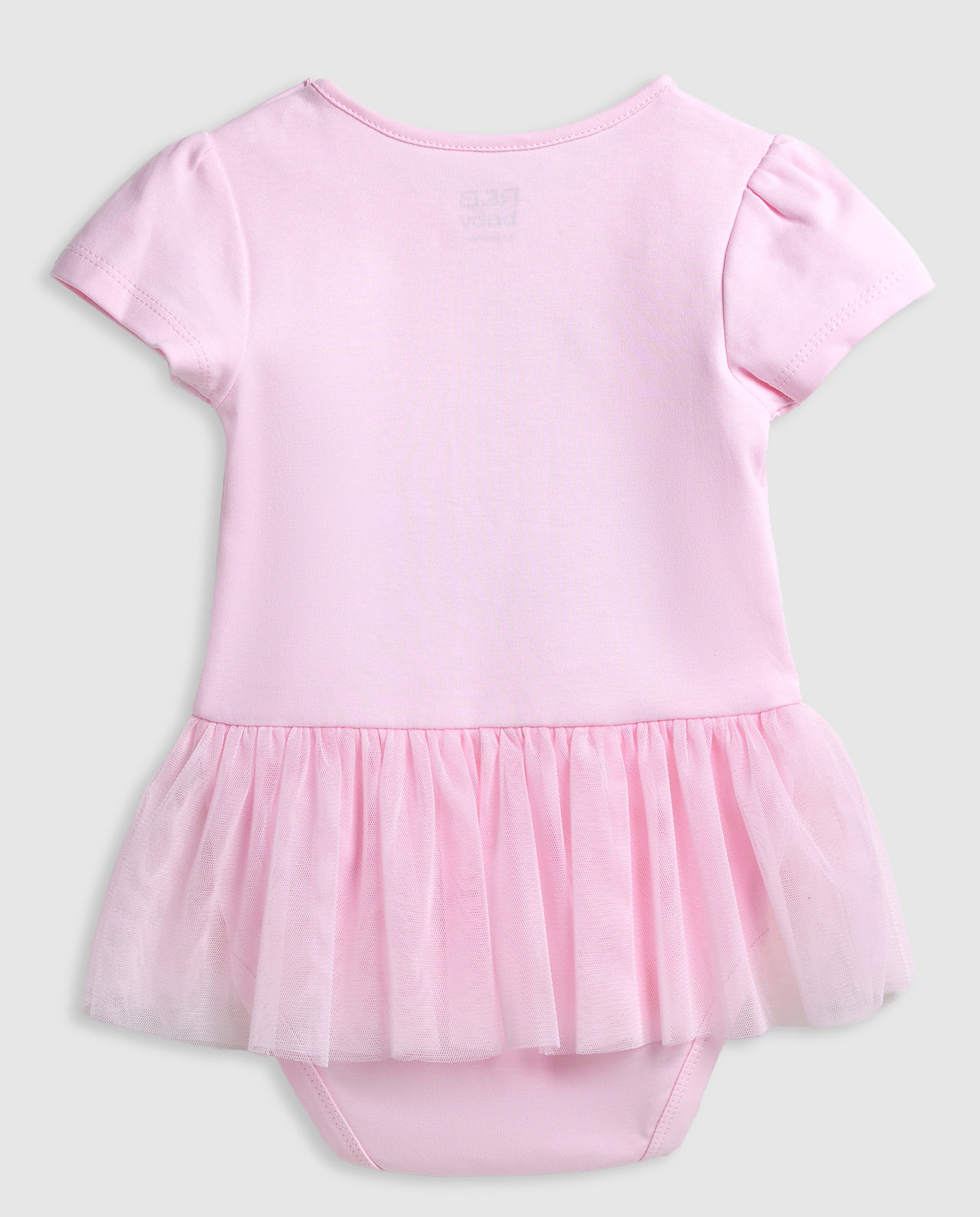 Embroidered Bodysuit Dress with Crew Neck and Short Sleeves