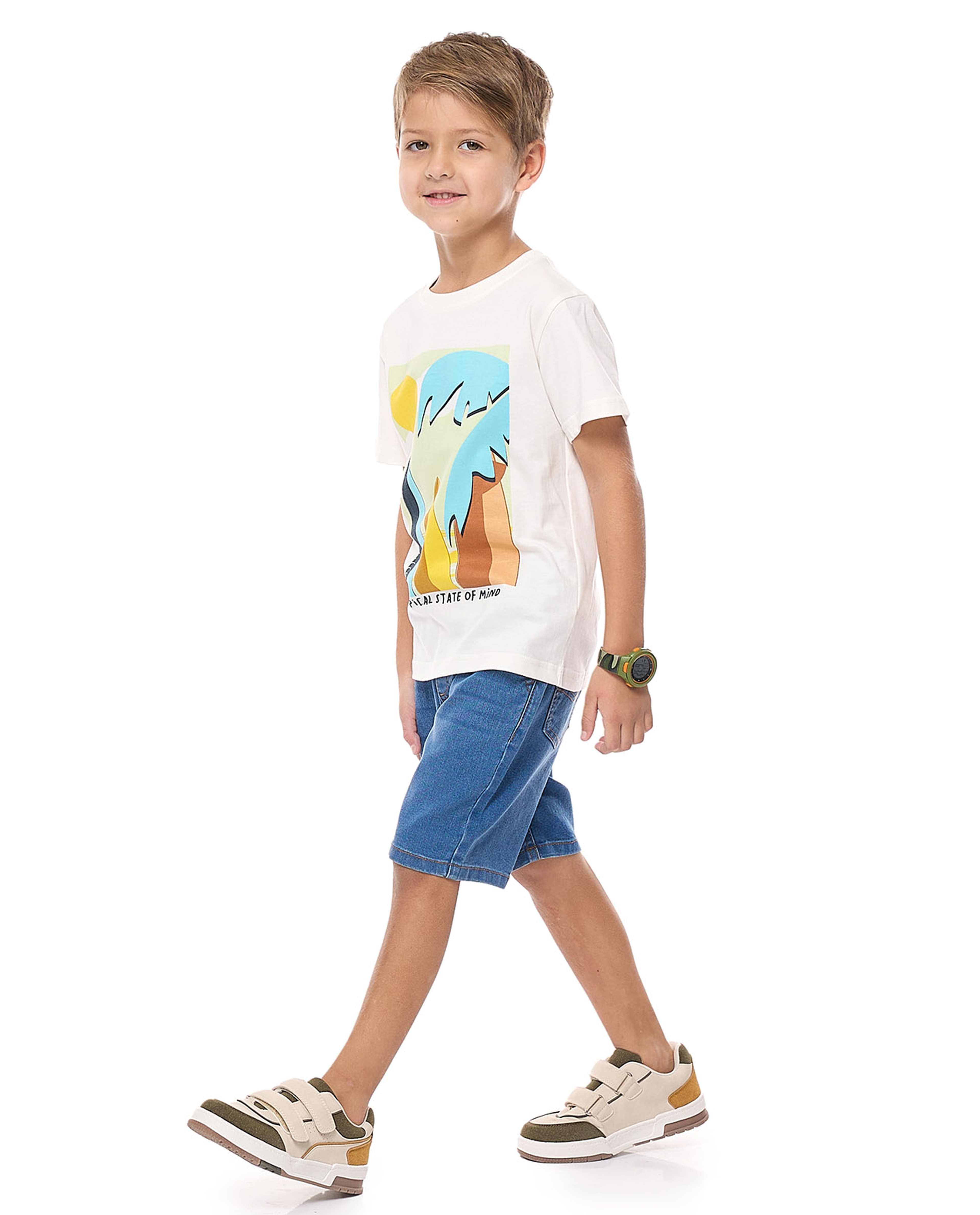 Faded Denim Shorts with Drawstring Waist