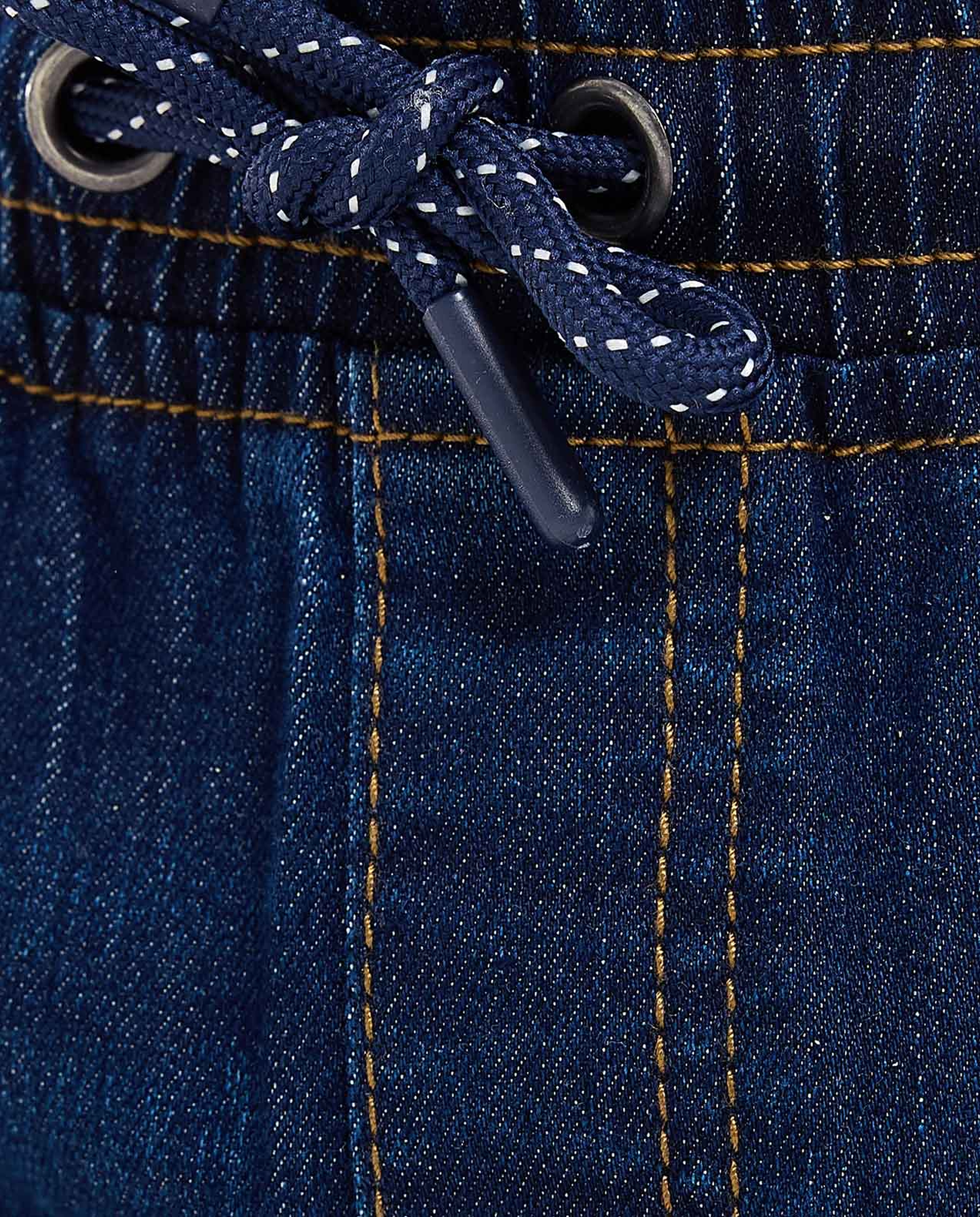 Faded Denim Shorts with Drawstring Waist