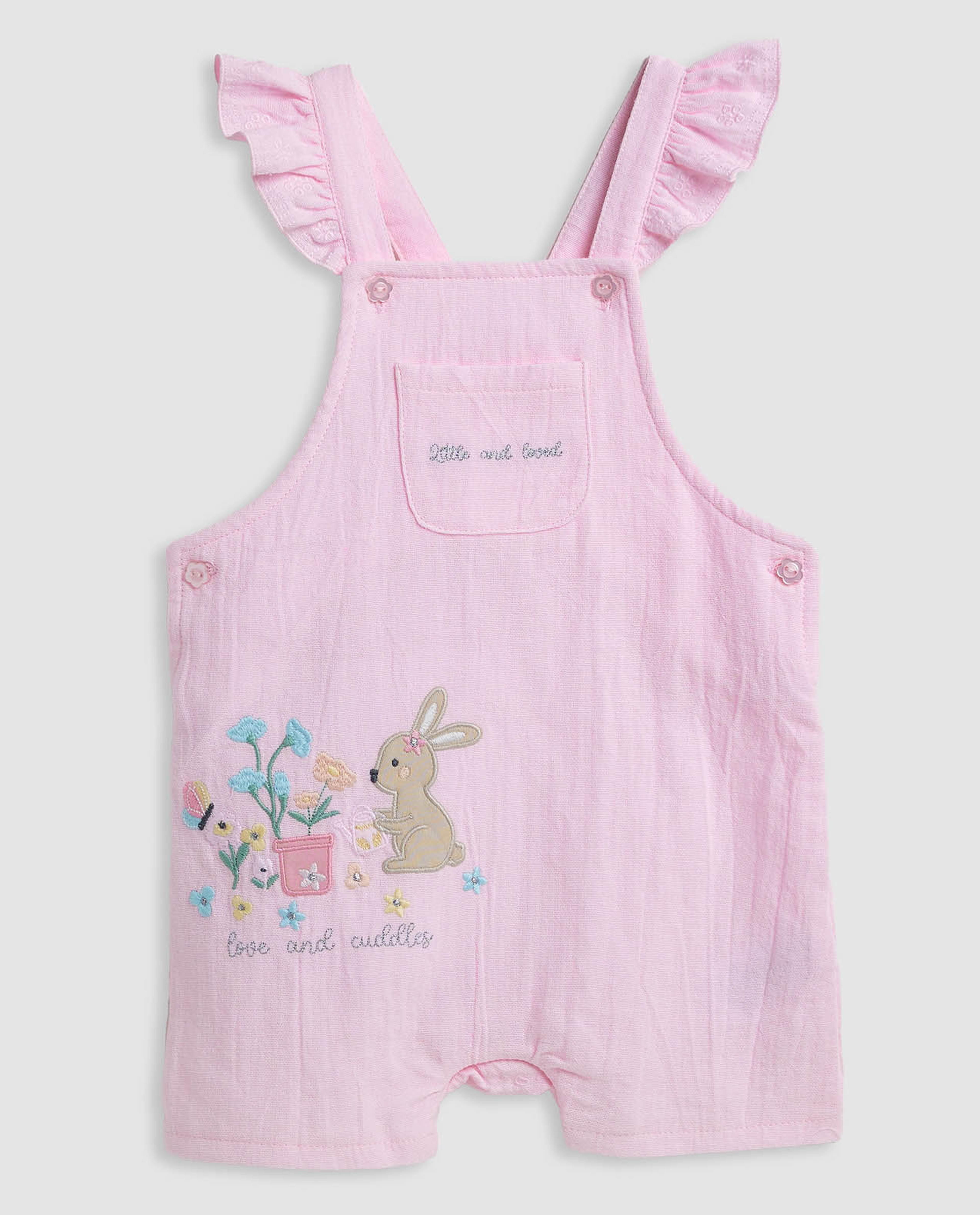 Solid T-Shirt and Embroidered Romper Set