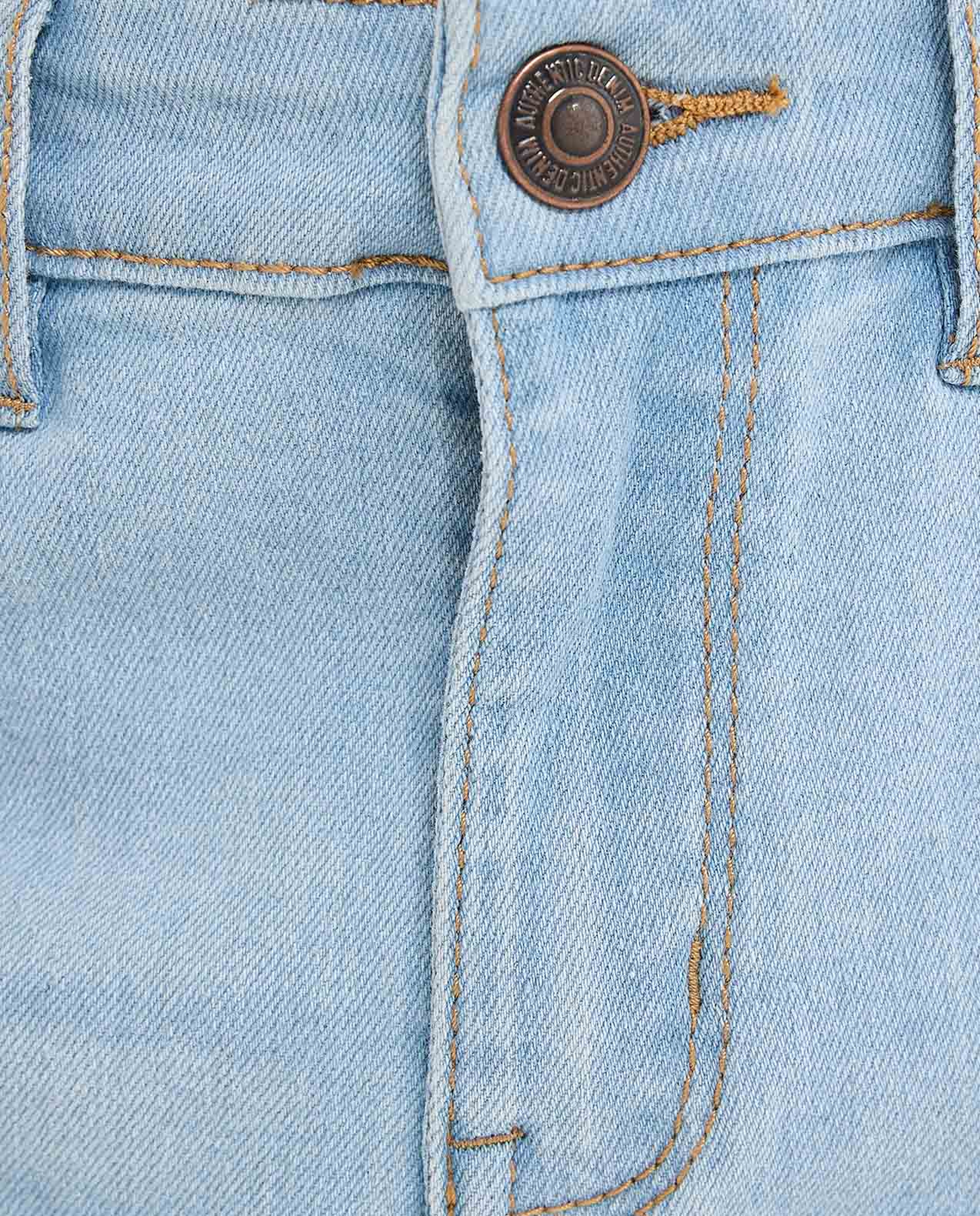 Faded Denim Shorts with Button Closure