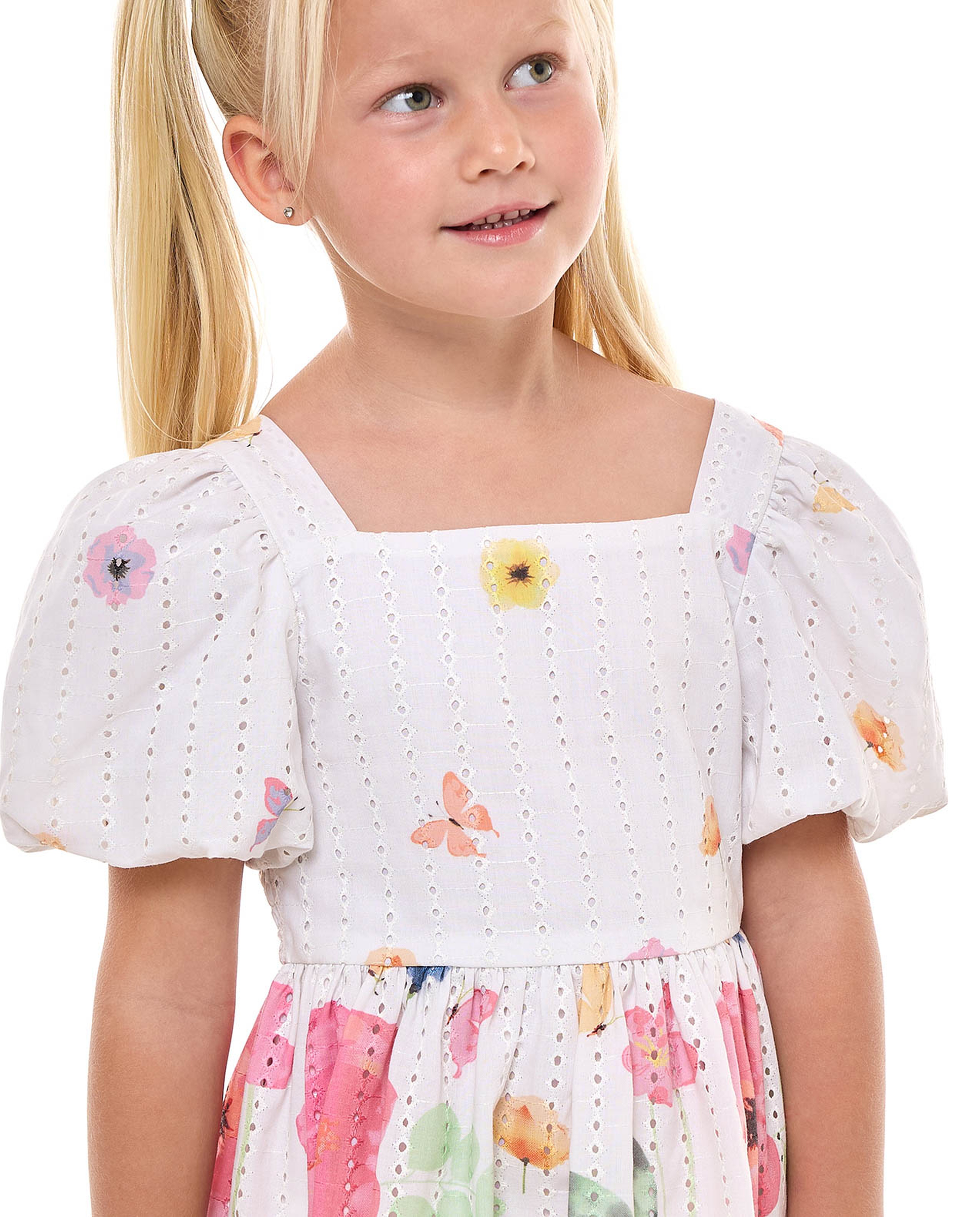 Floral Printed Dress with Square Neck and Puff Sleeves