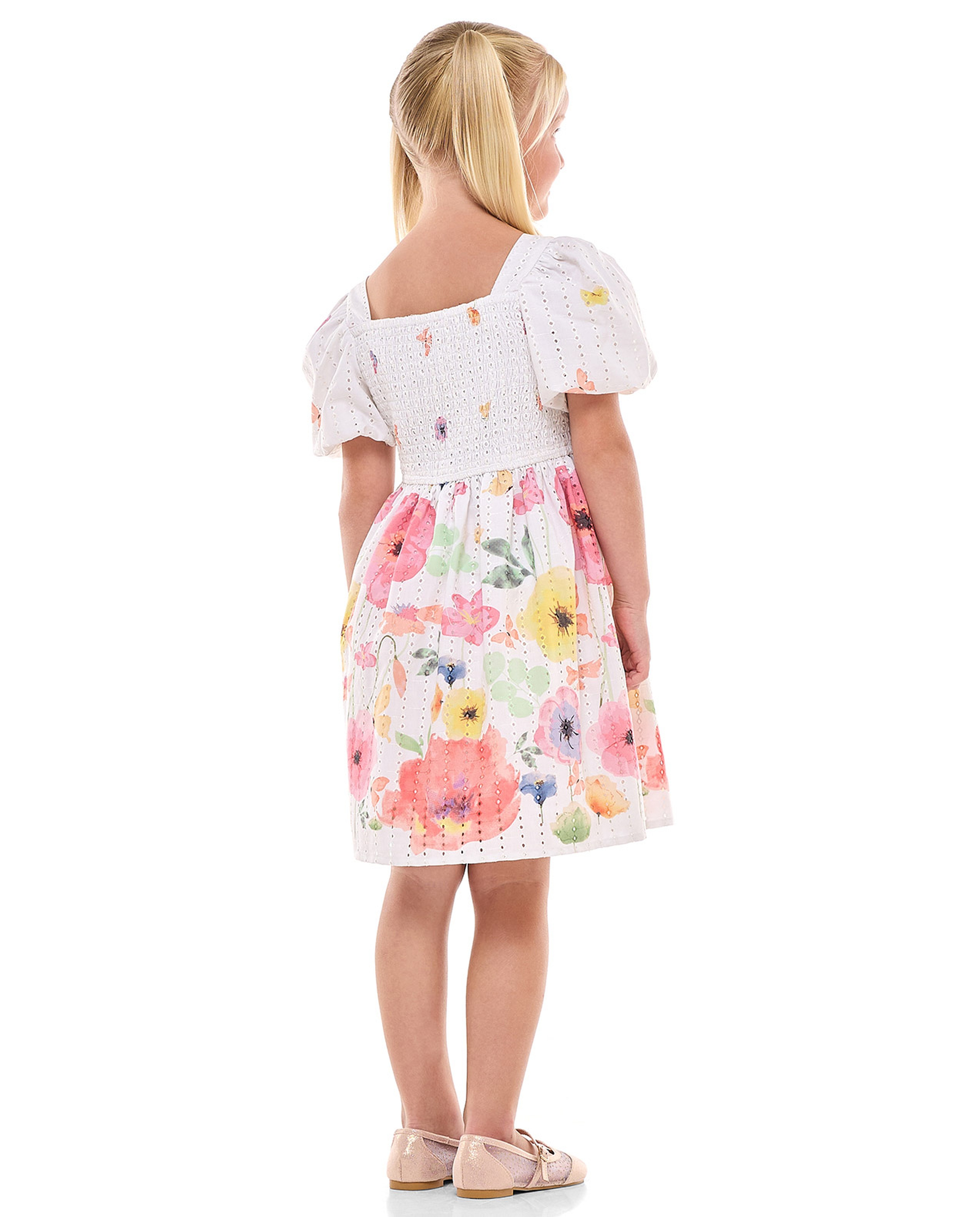 Floral Printed Dress with Square Neck and Puff Sleeves