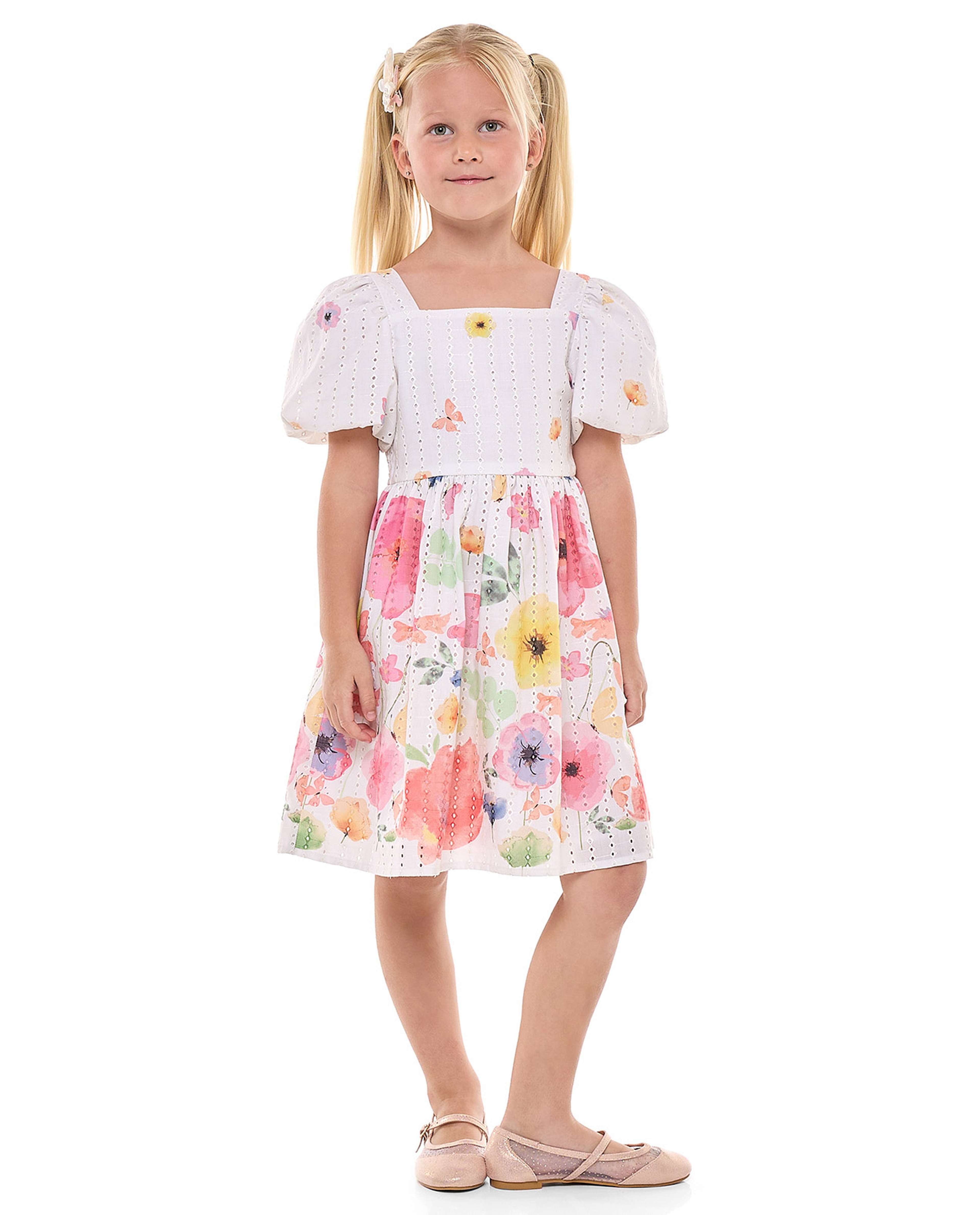 Floral Printed Dress with Square Neck and Puff Sleeves