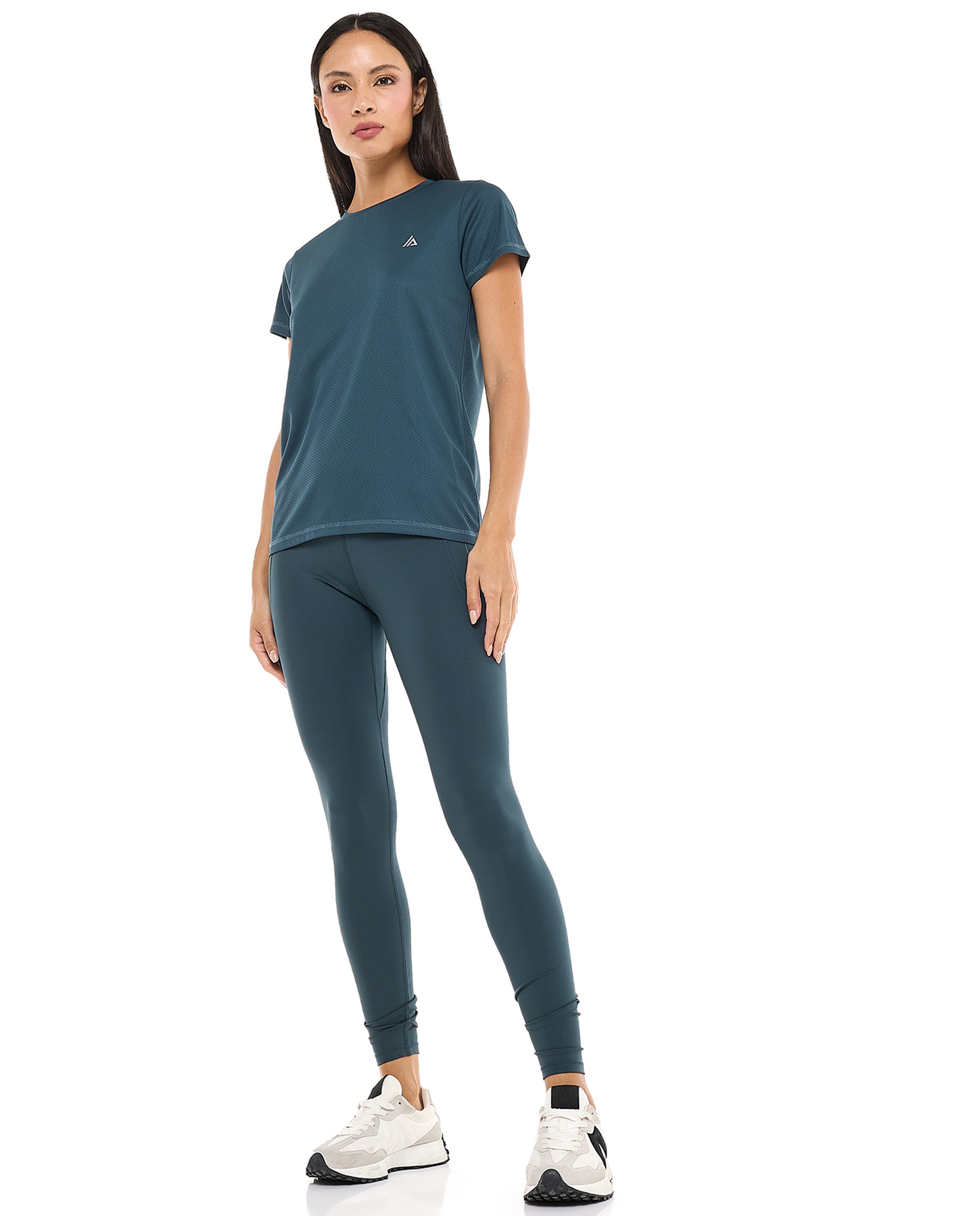 Solid Active Leggings with Elastic Waist