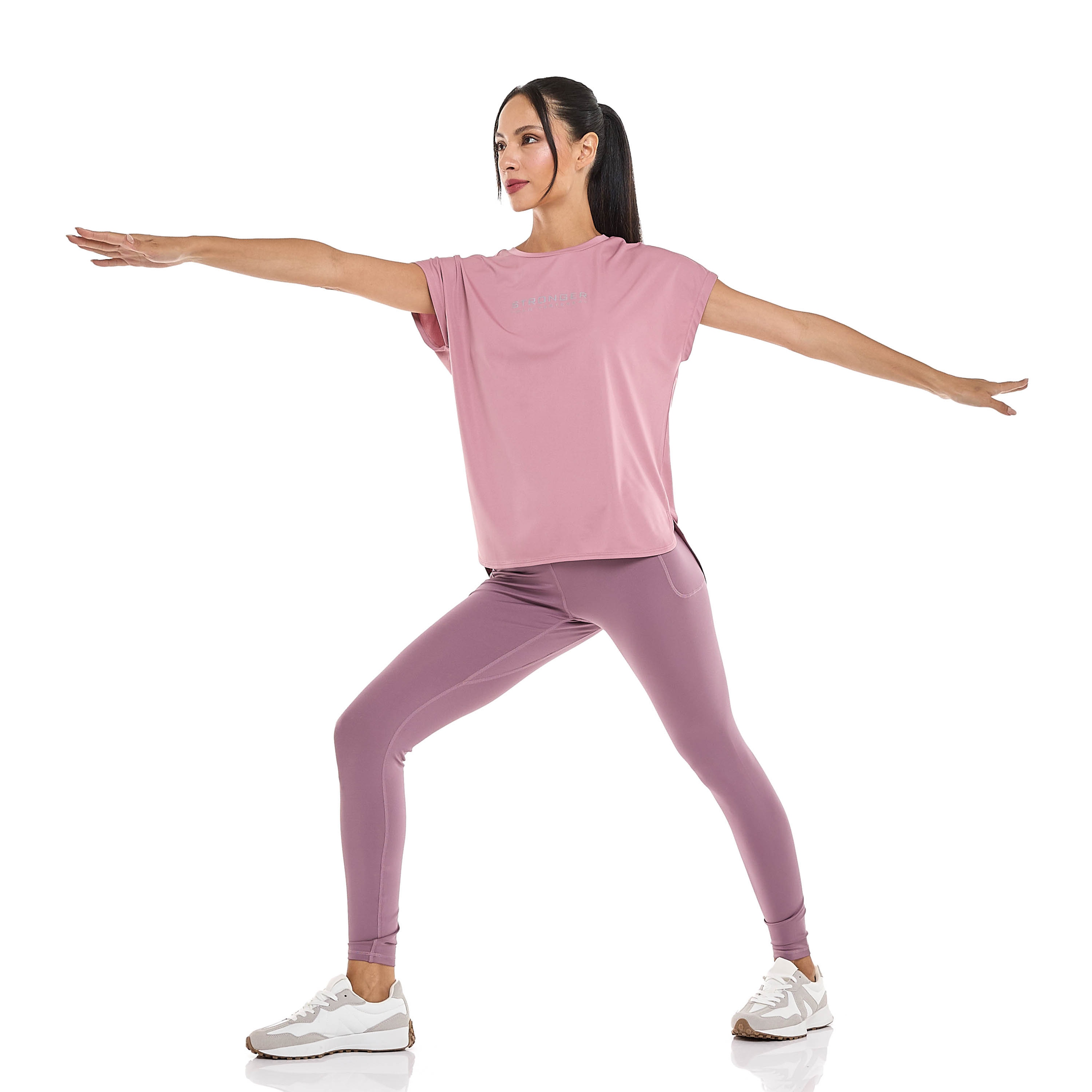 Solid Active Leggings with Elastic Waist