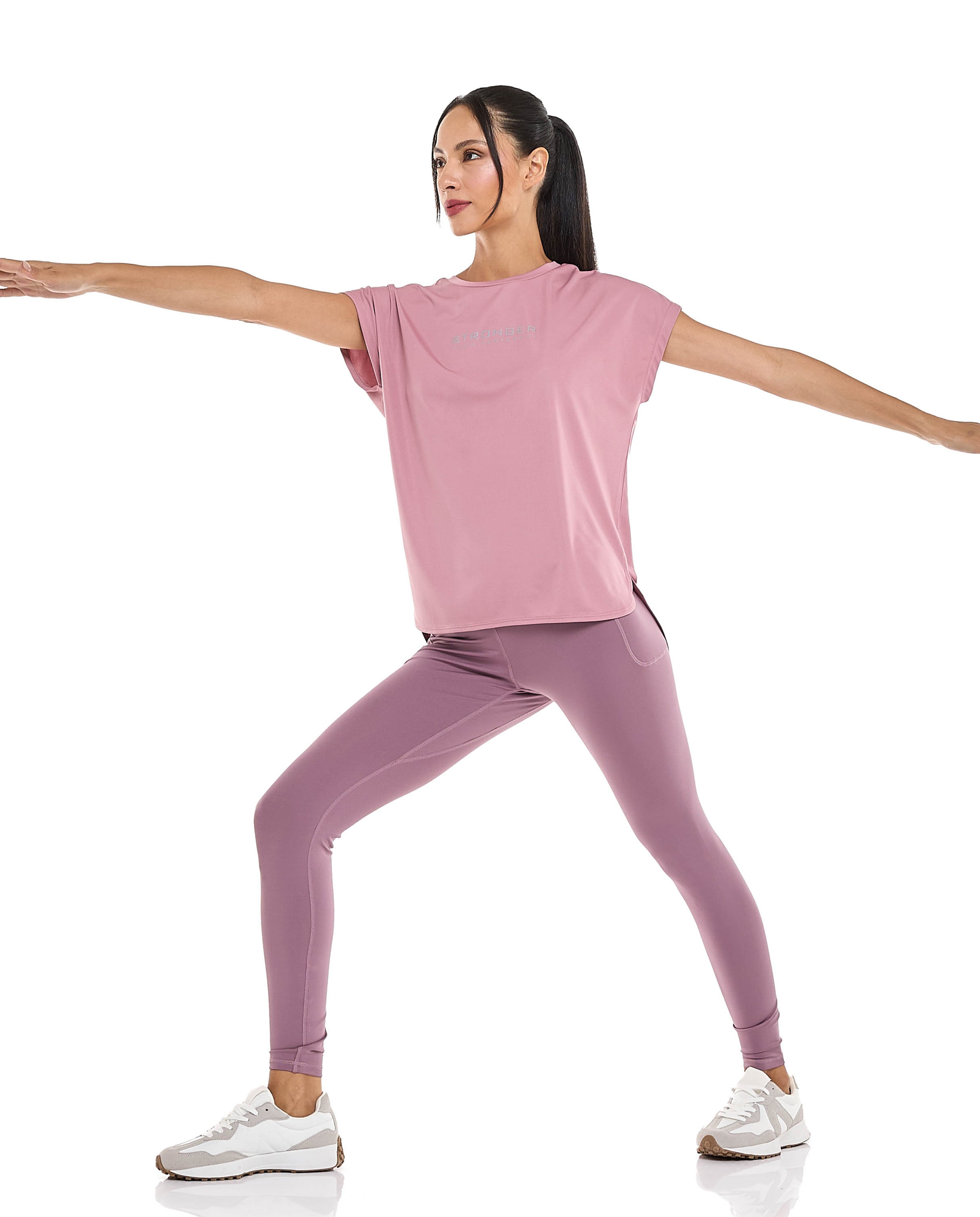 Solid Active Leggings with Elastic Waist