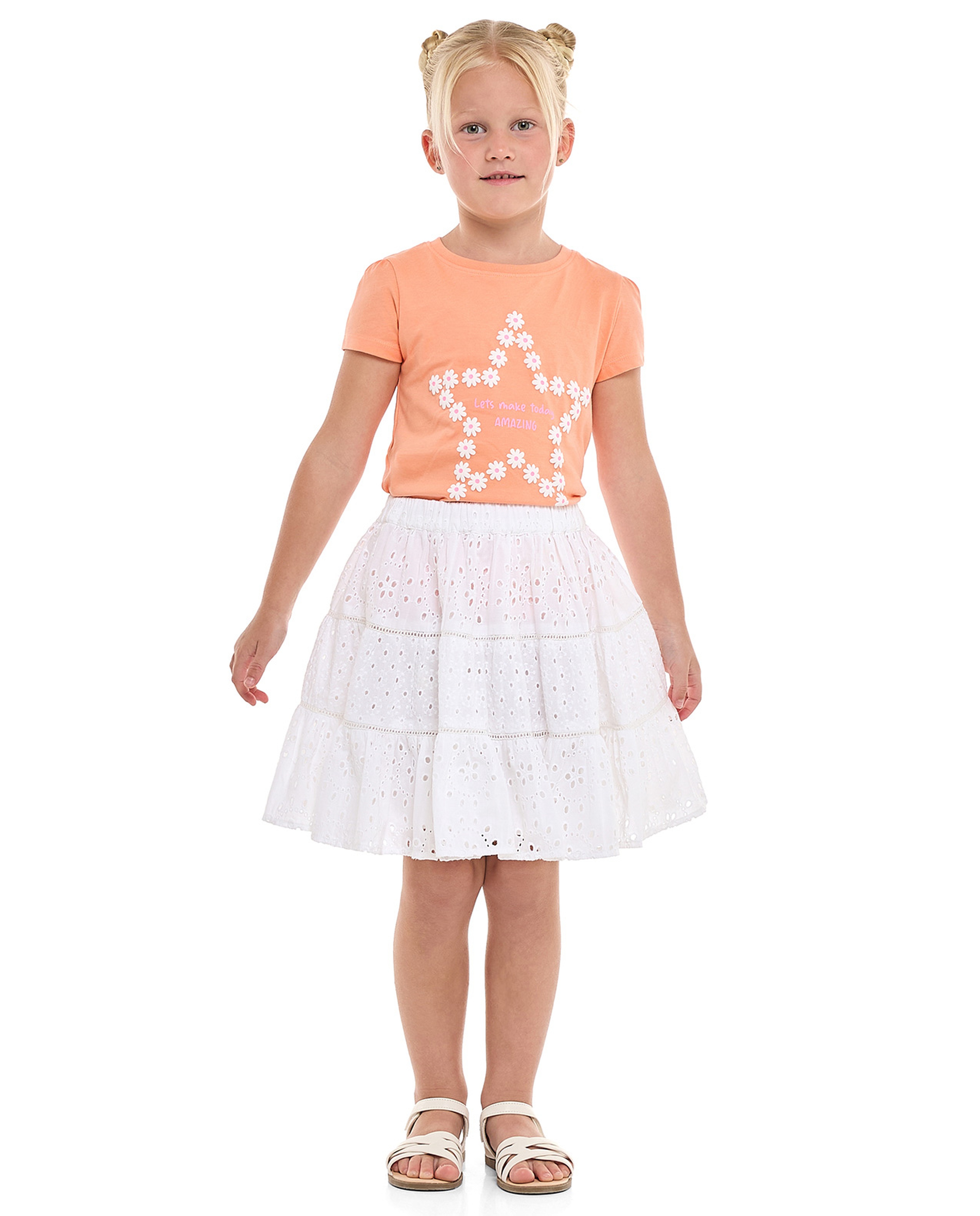 Schiffli Mini Skirt with Elastic Waist