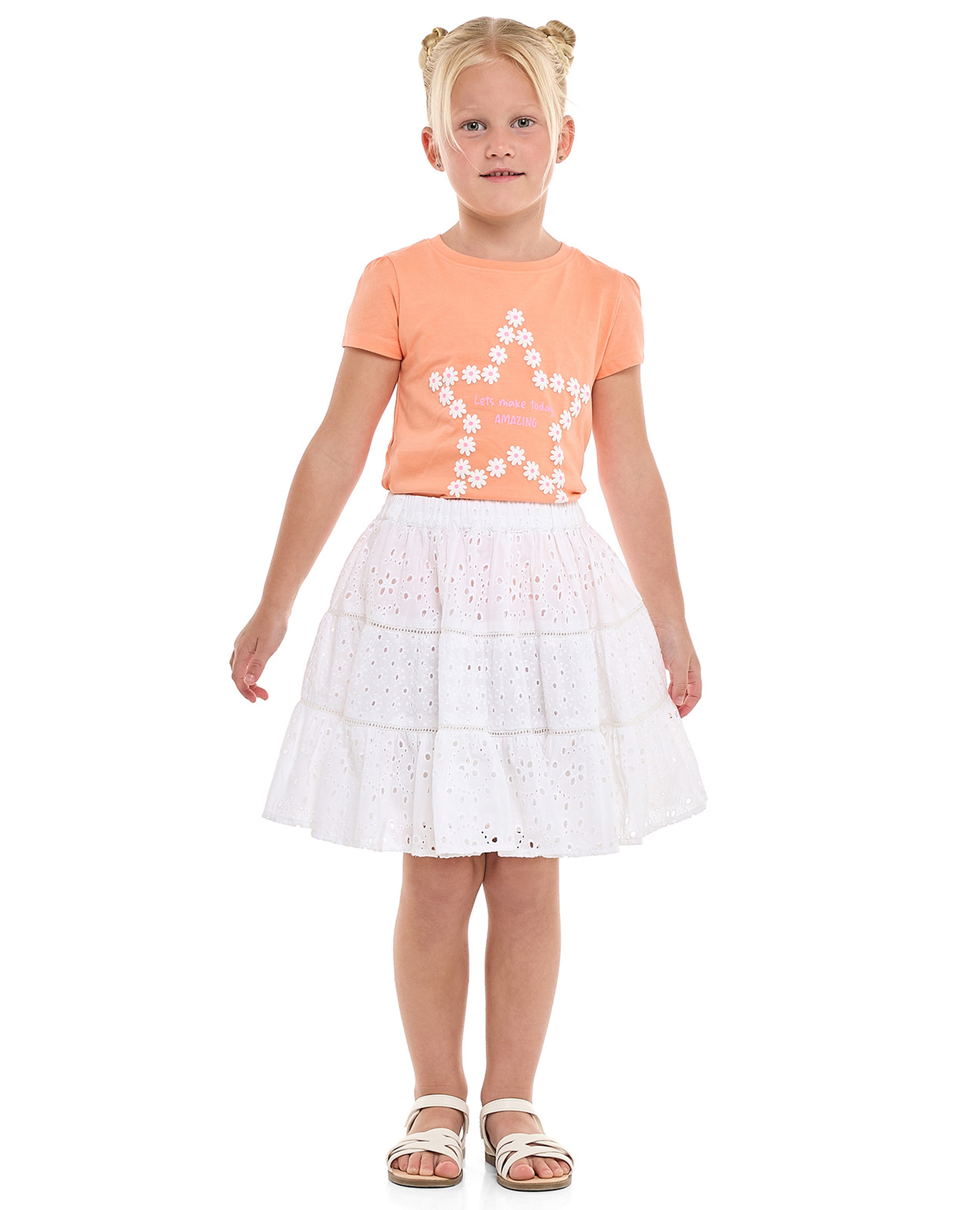 Schiffli Mini Skirt with Elastic Waist