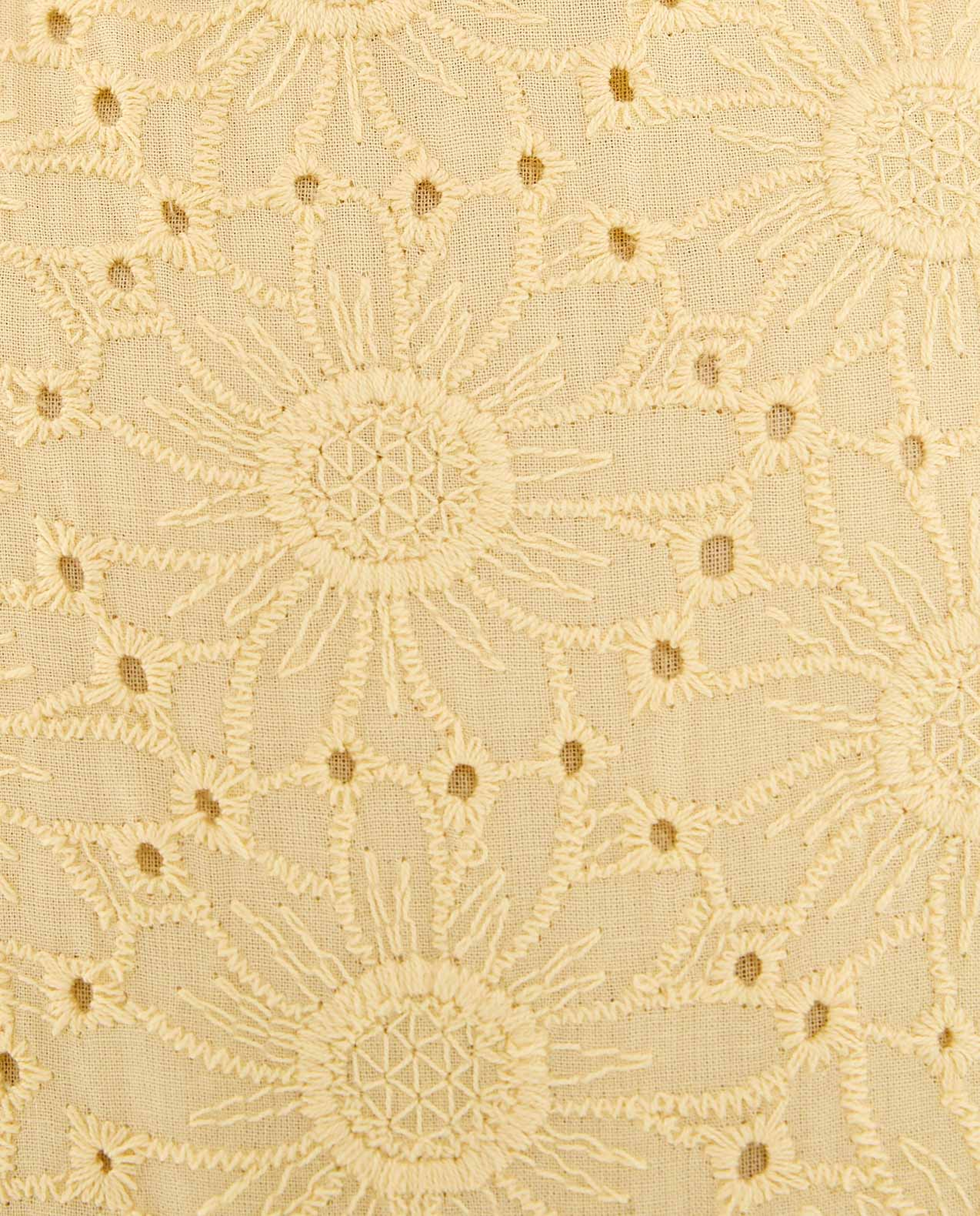 Schiffli Playsuit with Crew Neck and Flutter Sleeves