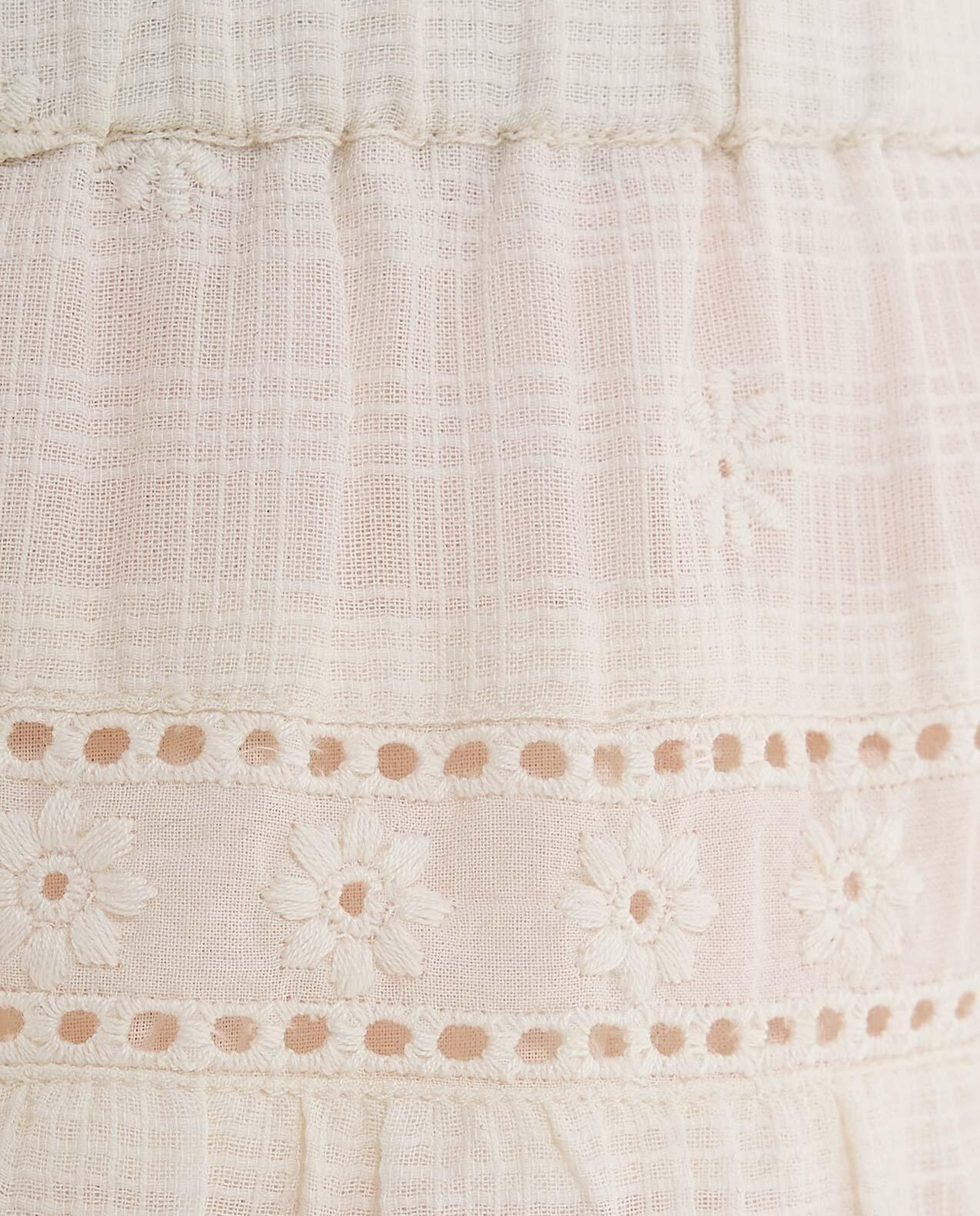 Schiffli Mini Skirt with Elastic Waist