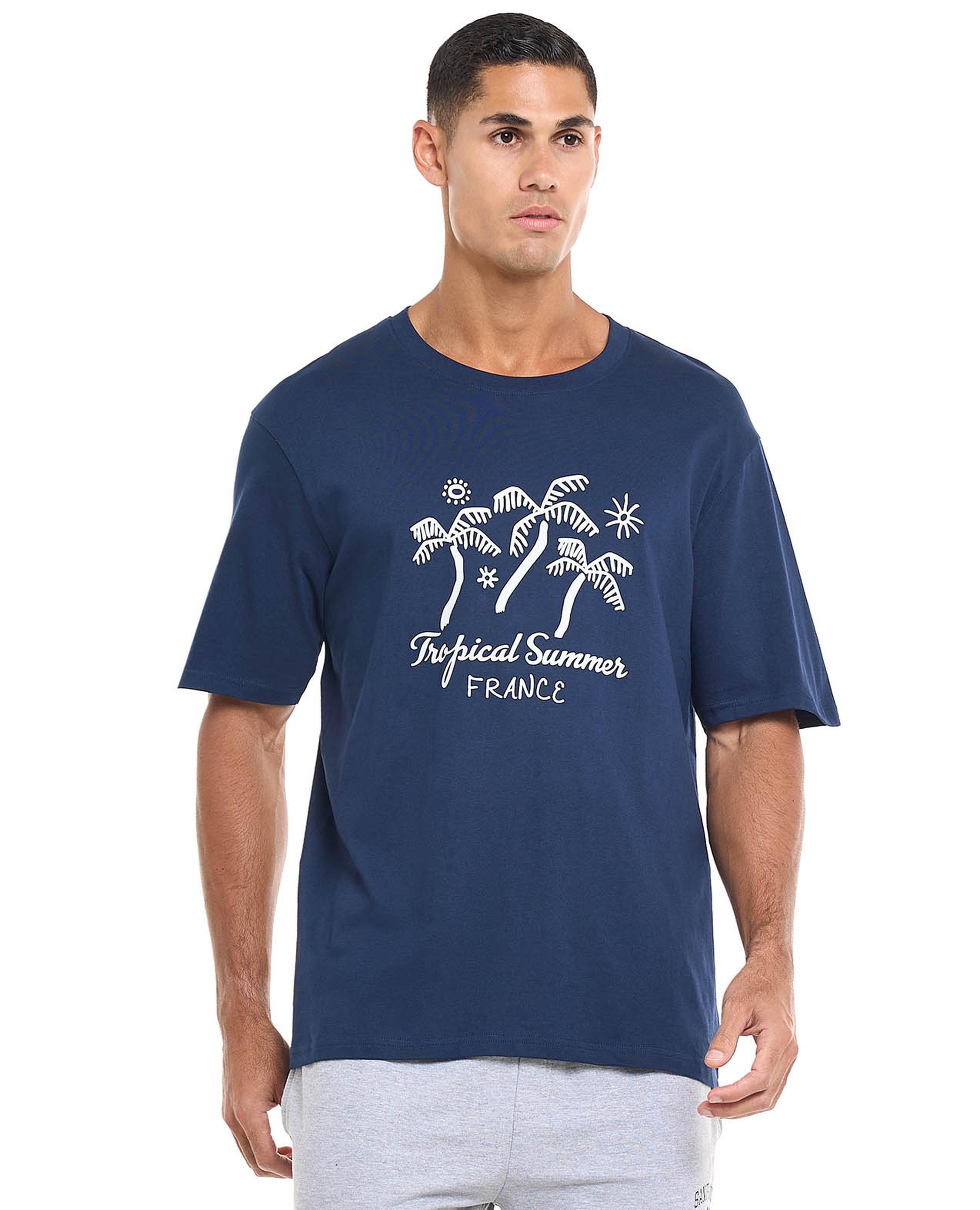 Printed T-Shirt with Crew Neck and Short Sleeves