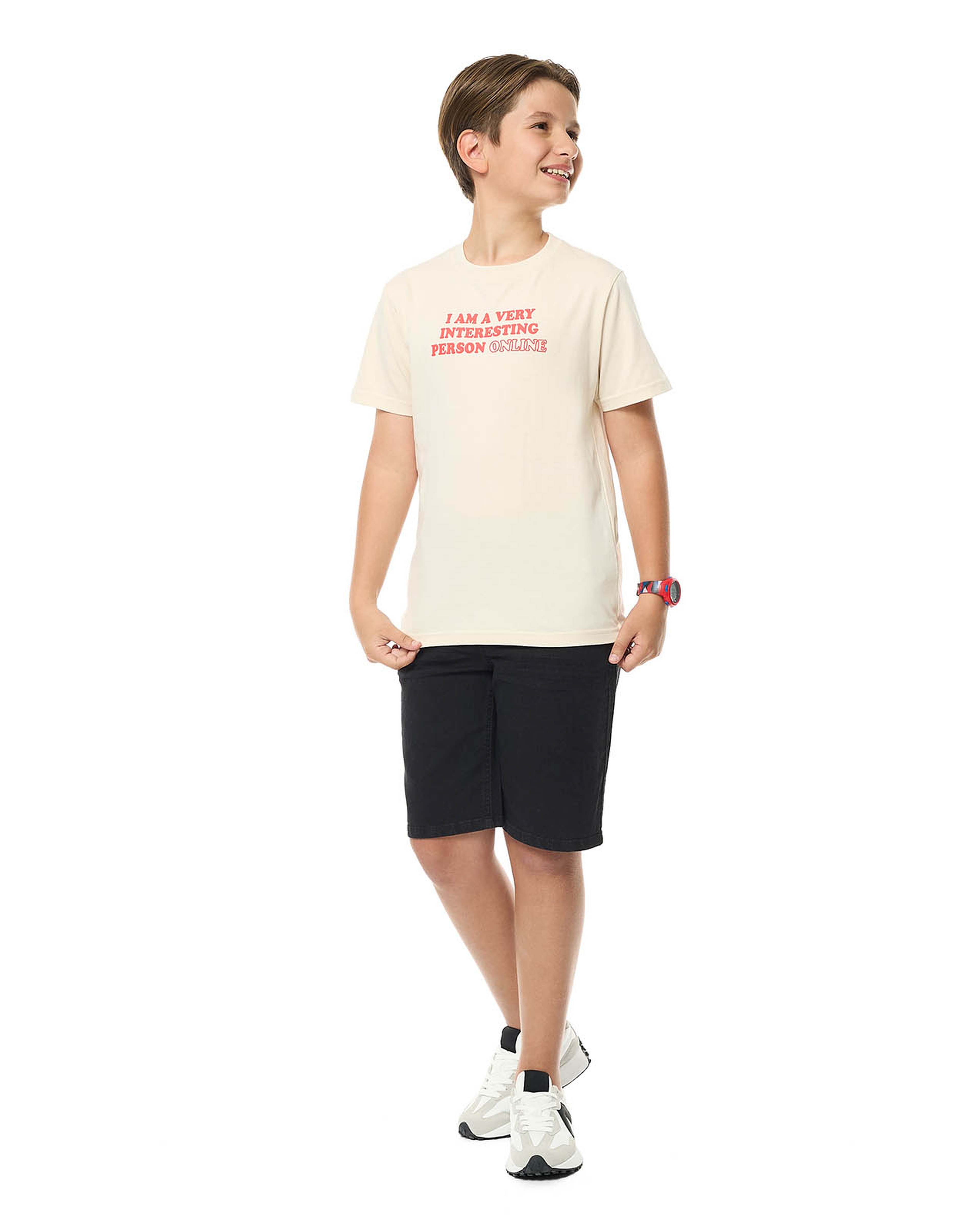 Printed T-Shirt with Crew Neck and Short Sleeves