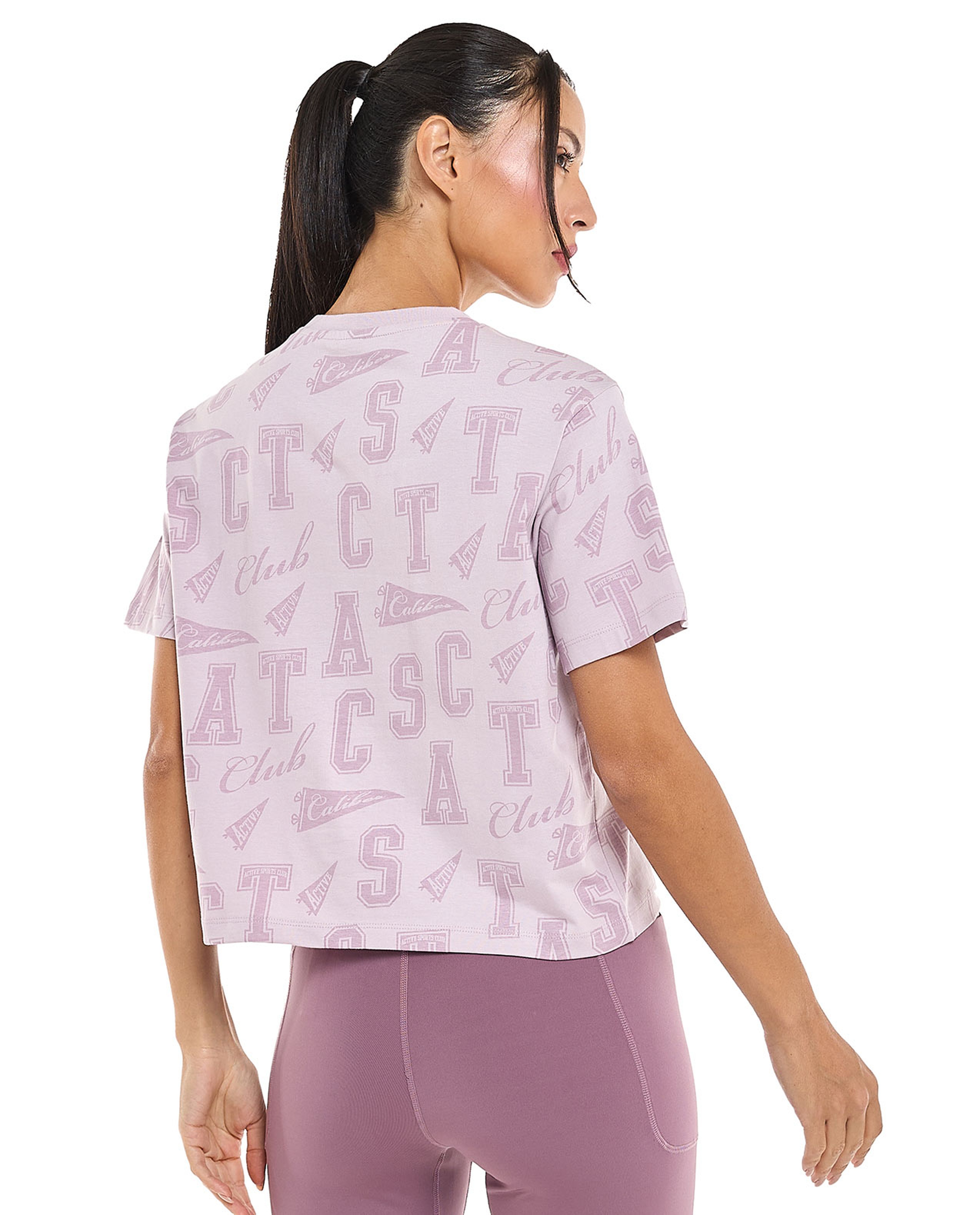 Printed Active T-Shirt with Crew Neck and Short Sleeves