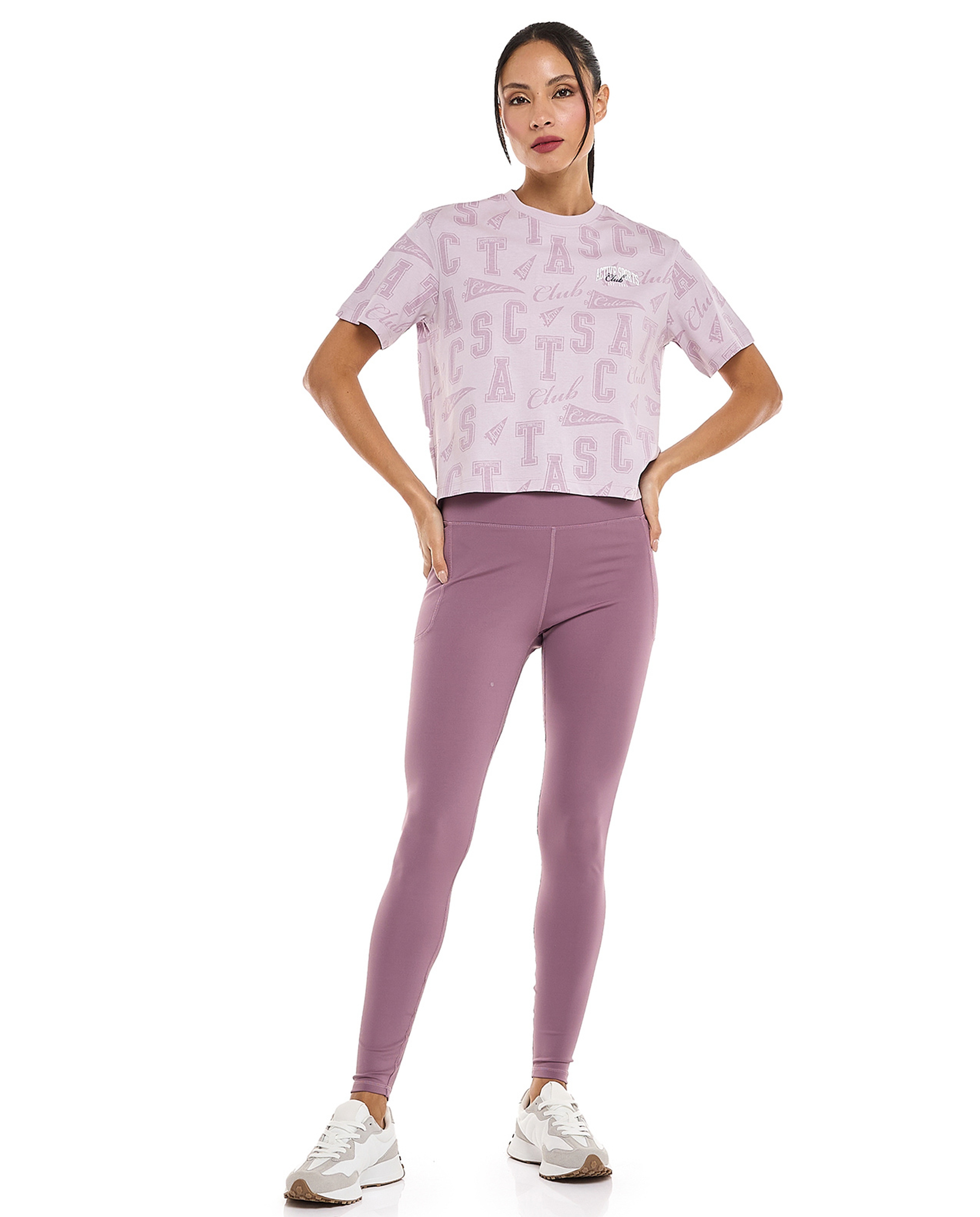 Printed Active T-Shirt with Crew Neck and Short Sleeves