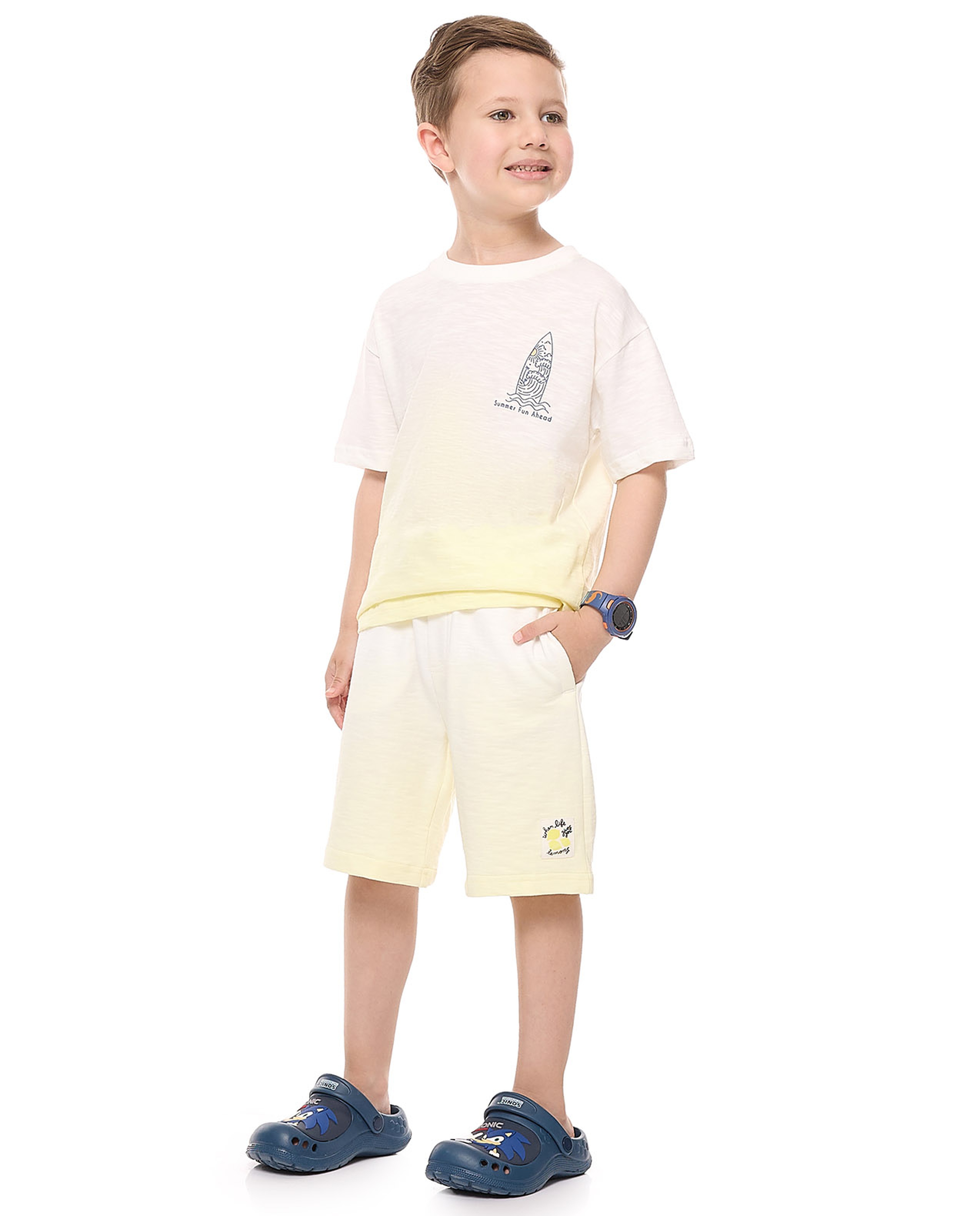 Printed T-Shirt with Crew Neck and Short Sleeves