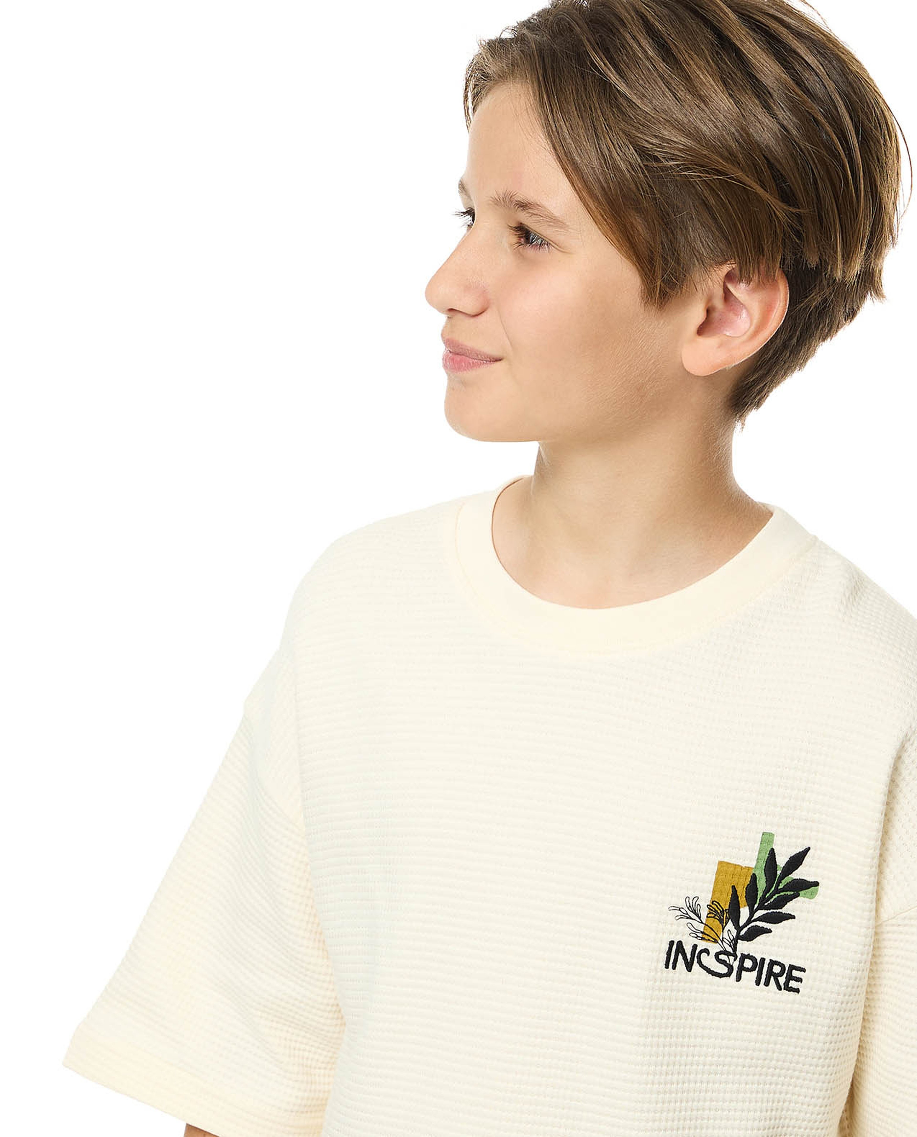 Back Printed Oversized T-Shirt with Crew Neck and Short Sleeves