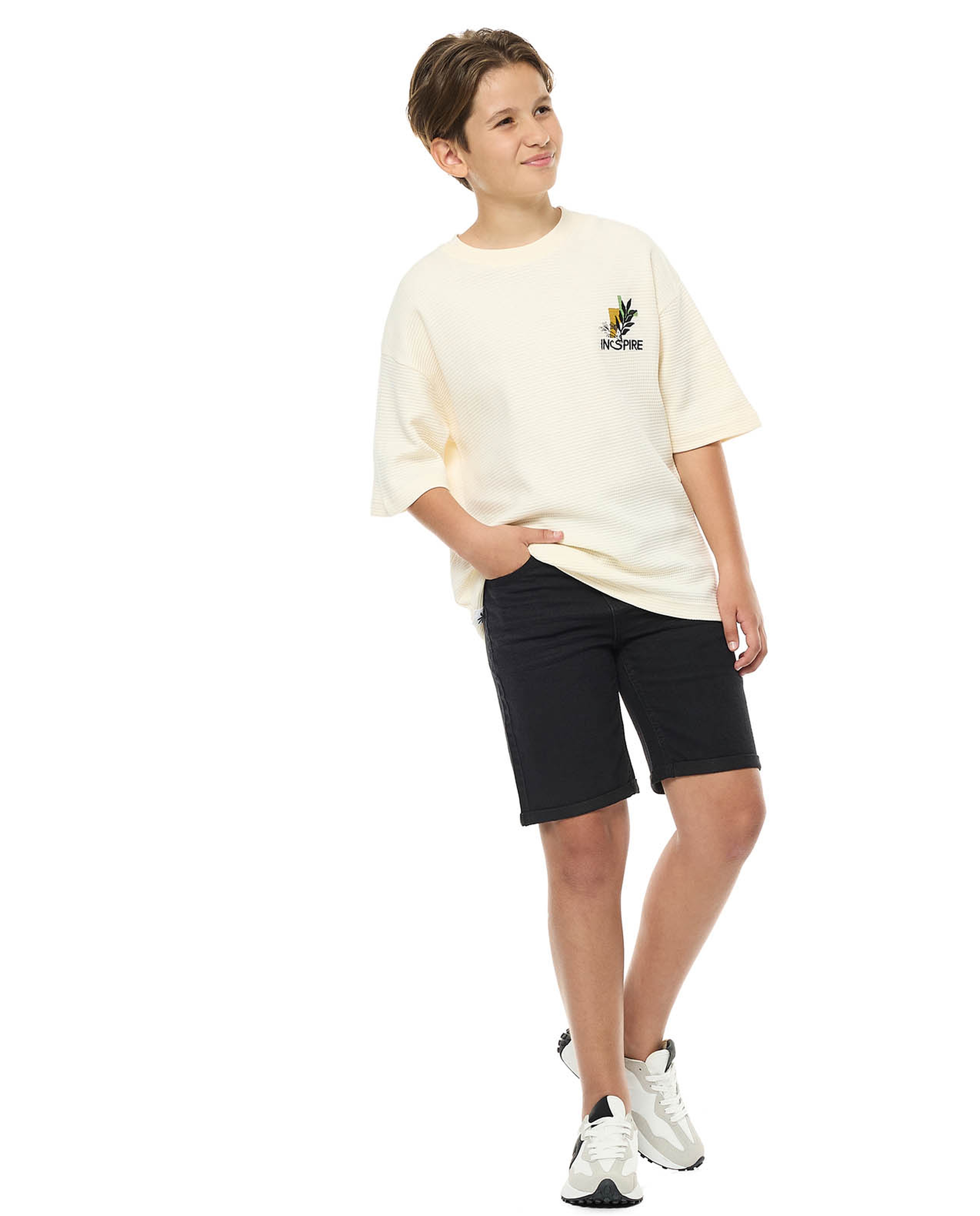 Back Printed Oversized T-Shirt with Crew Neck and Short Sleeves