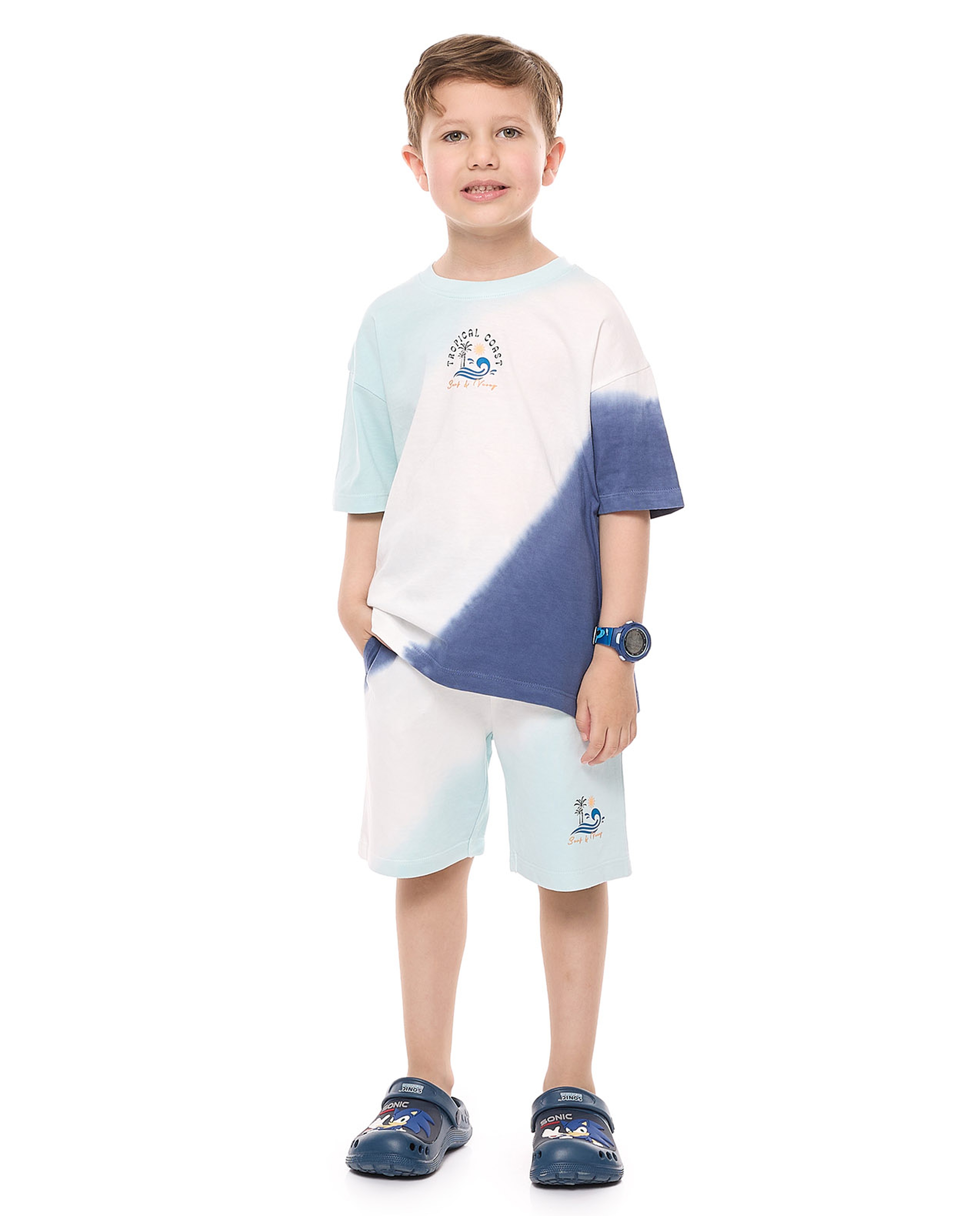 Color Block T-Shirt and Shorts Set