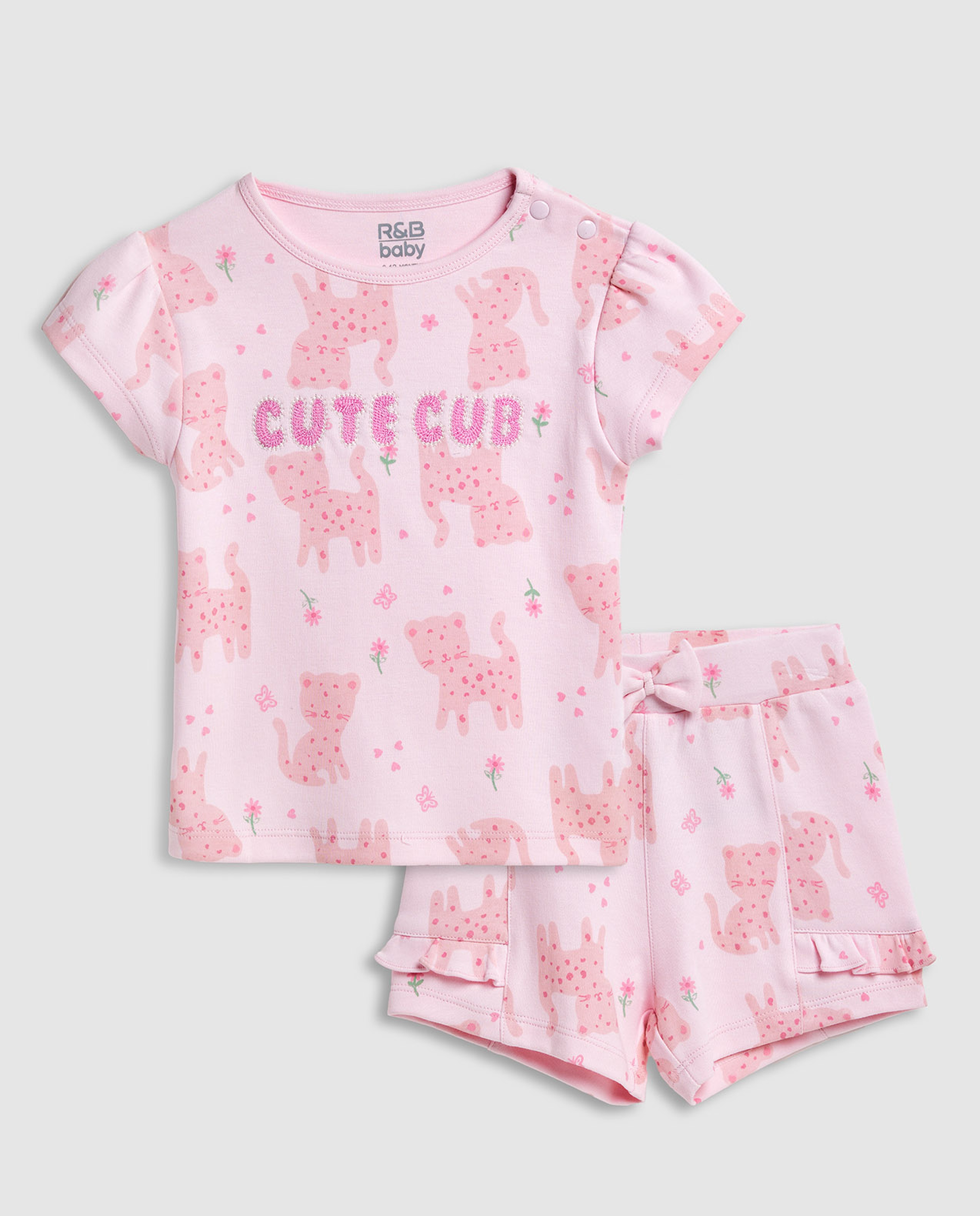 Embroidered Top and Shorts Set