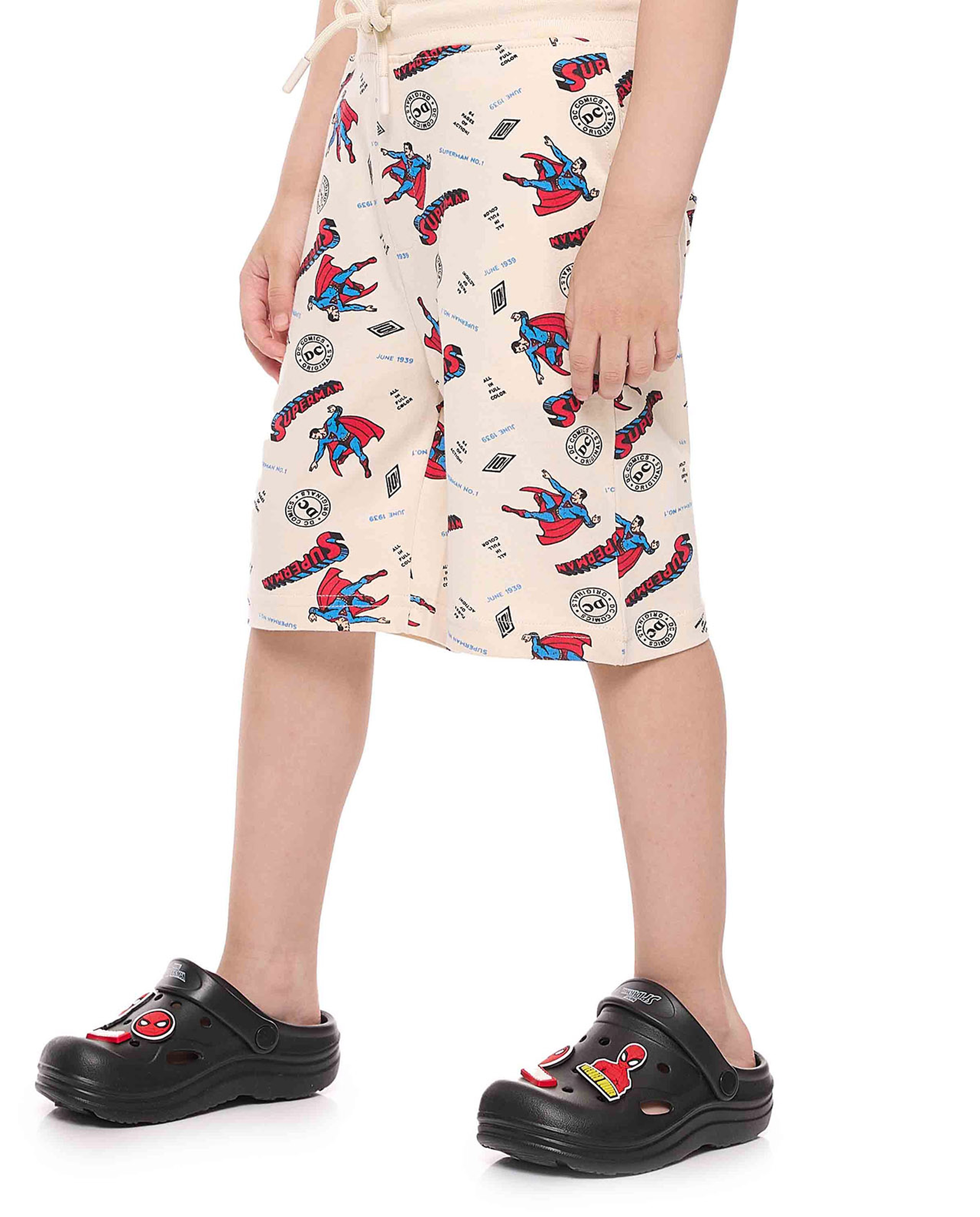 2 Pack Superman Printed Shorts with Drawstring Waist