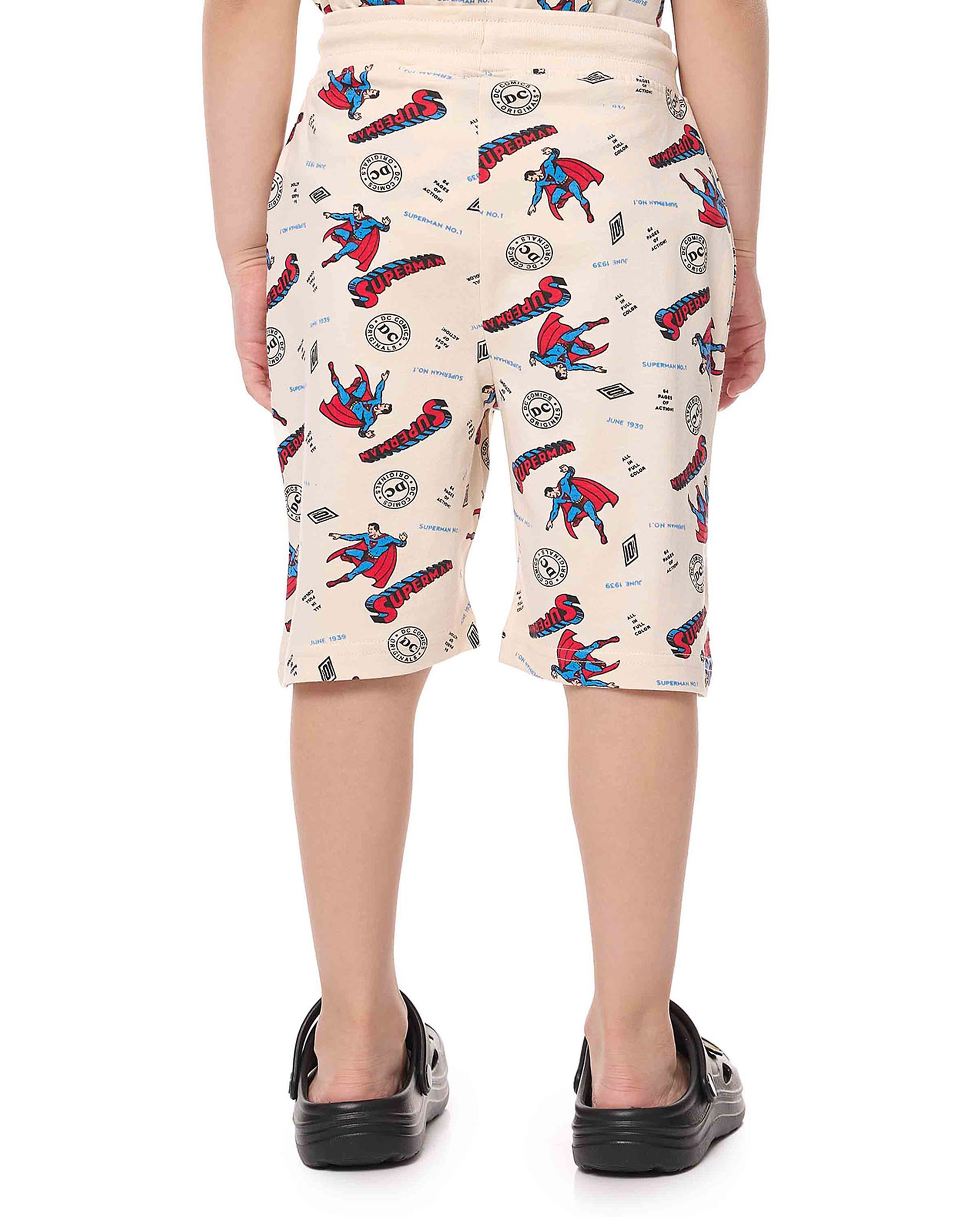 2 Pack Superman Printed Shorts with Drawstring Waist