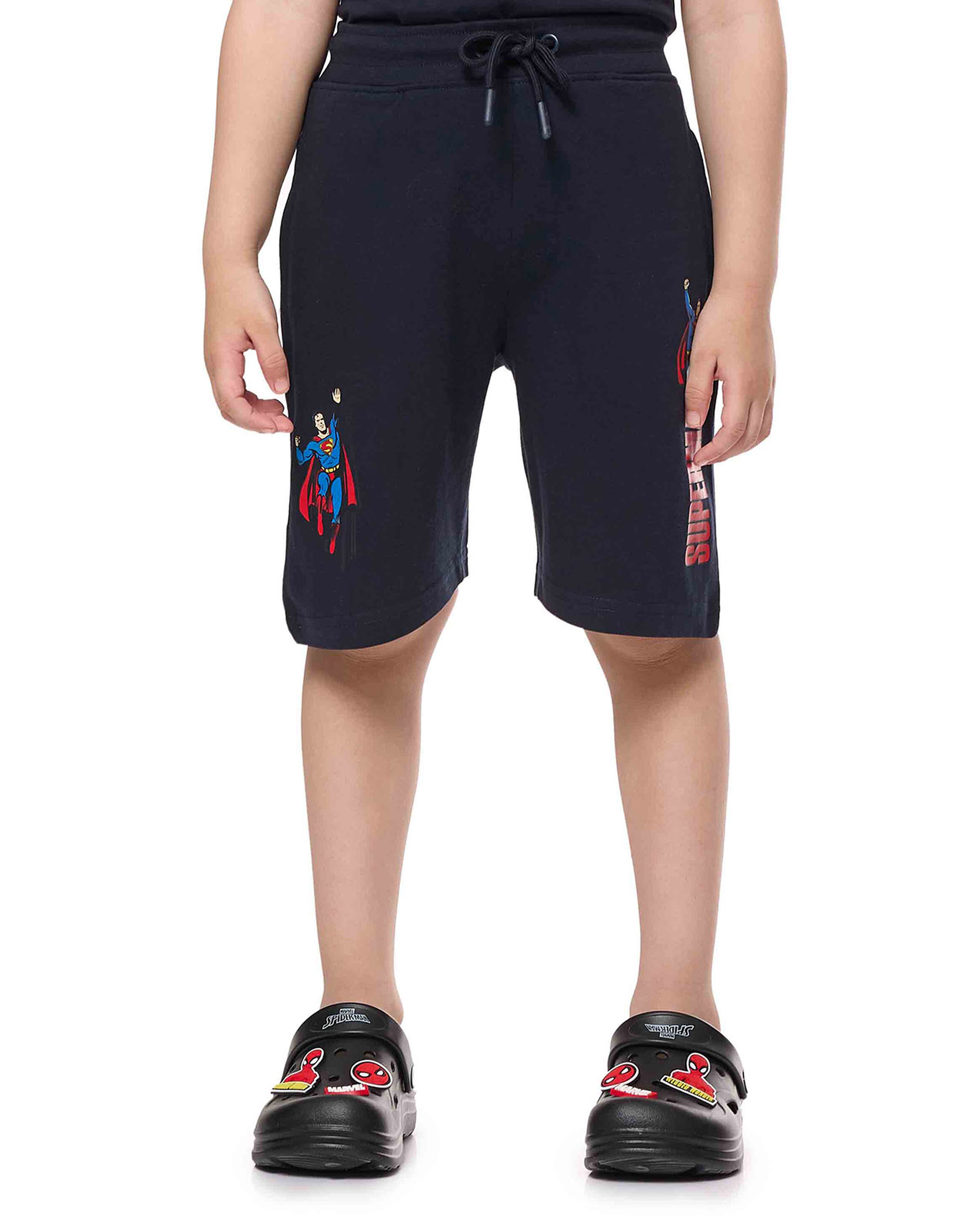 2 Pack Superman Printed Shorts with Drawstring Waist