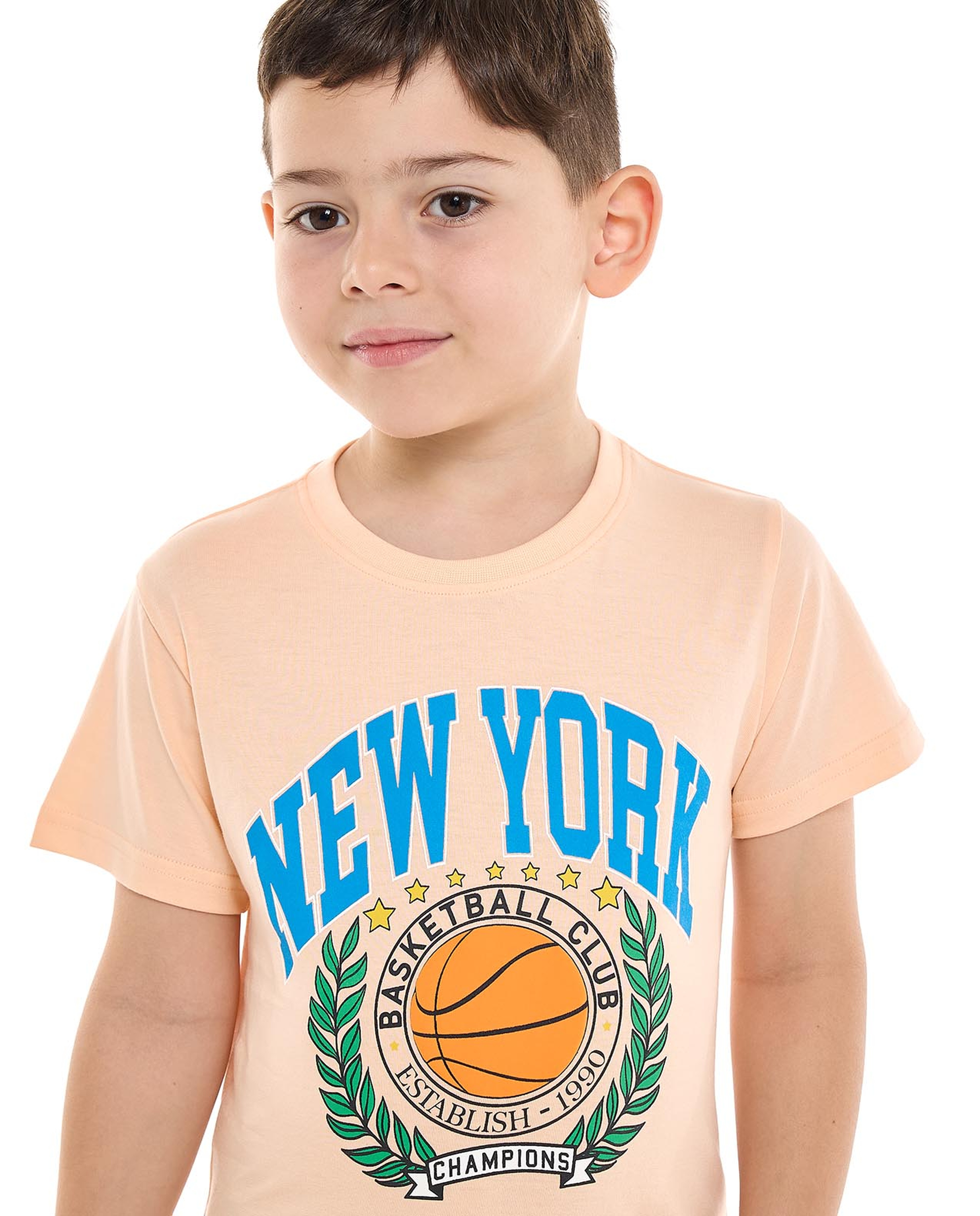 Printed T-Shirt with Crew Neck and Short Sleeves