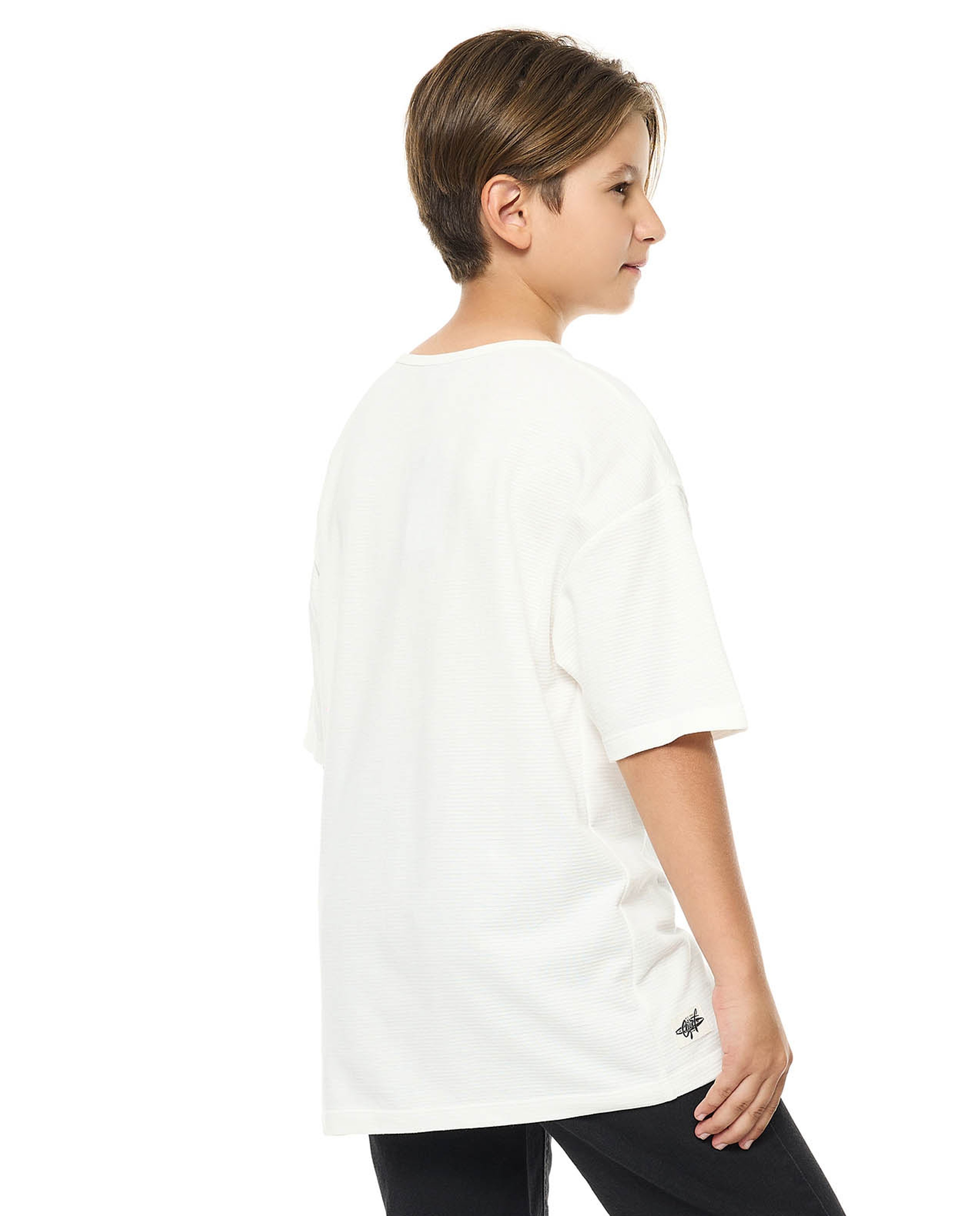 Pocket Detail Oversized T-Shirt with Henley Neck and Short Sleeves