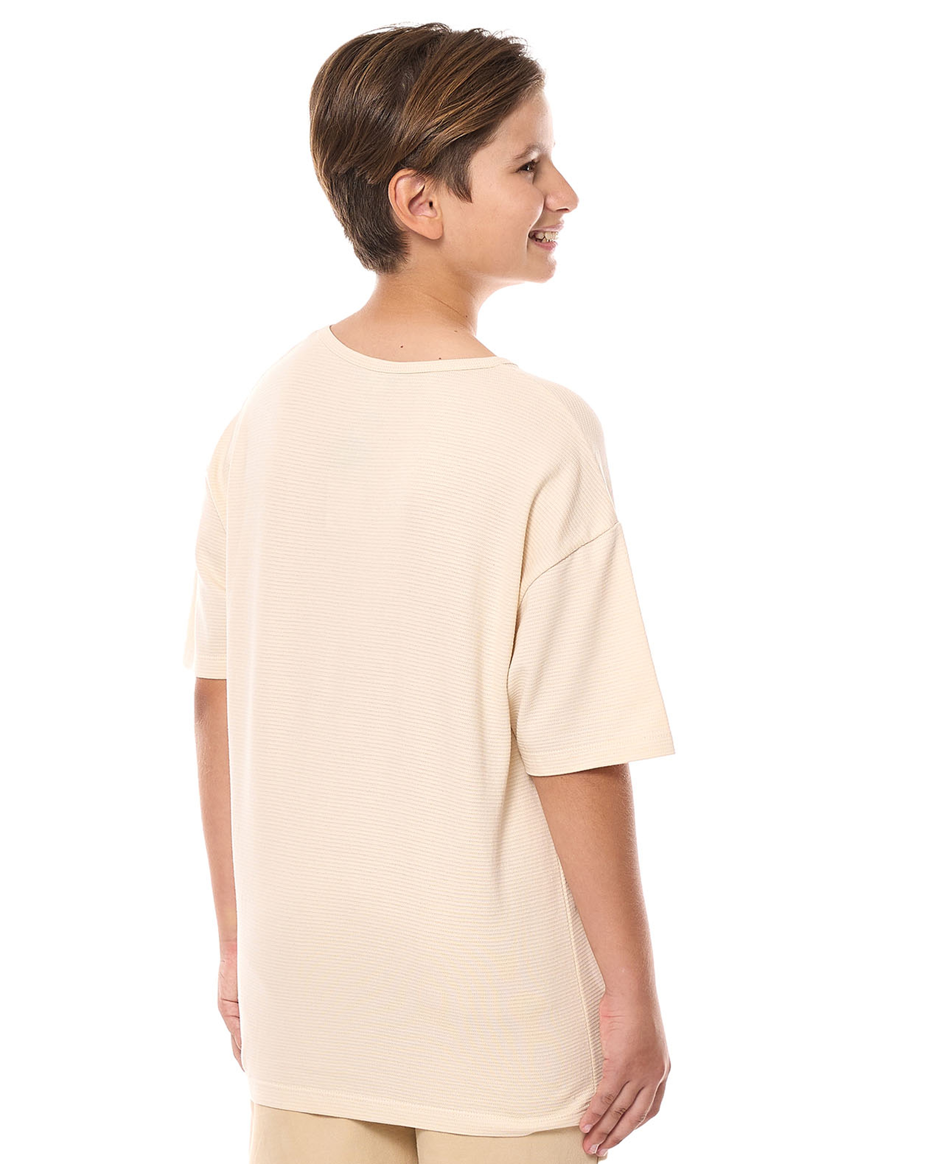 Pocket Detail Oversized T-Shirt with Henley Neck and Short Sleeves
