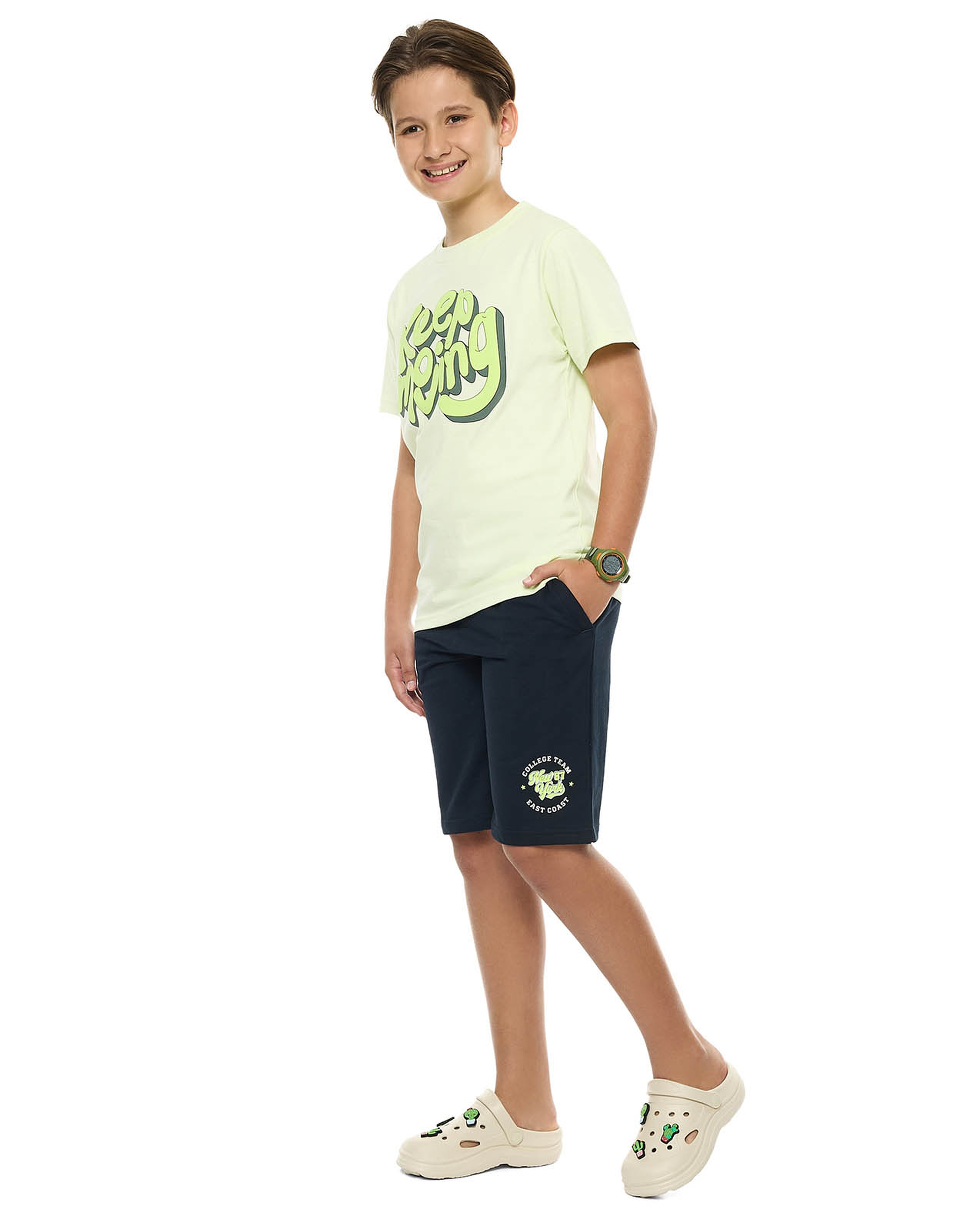 Printed T-Shirt with Crew Neck and Short Sleeves