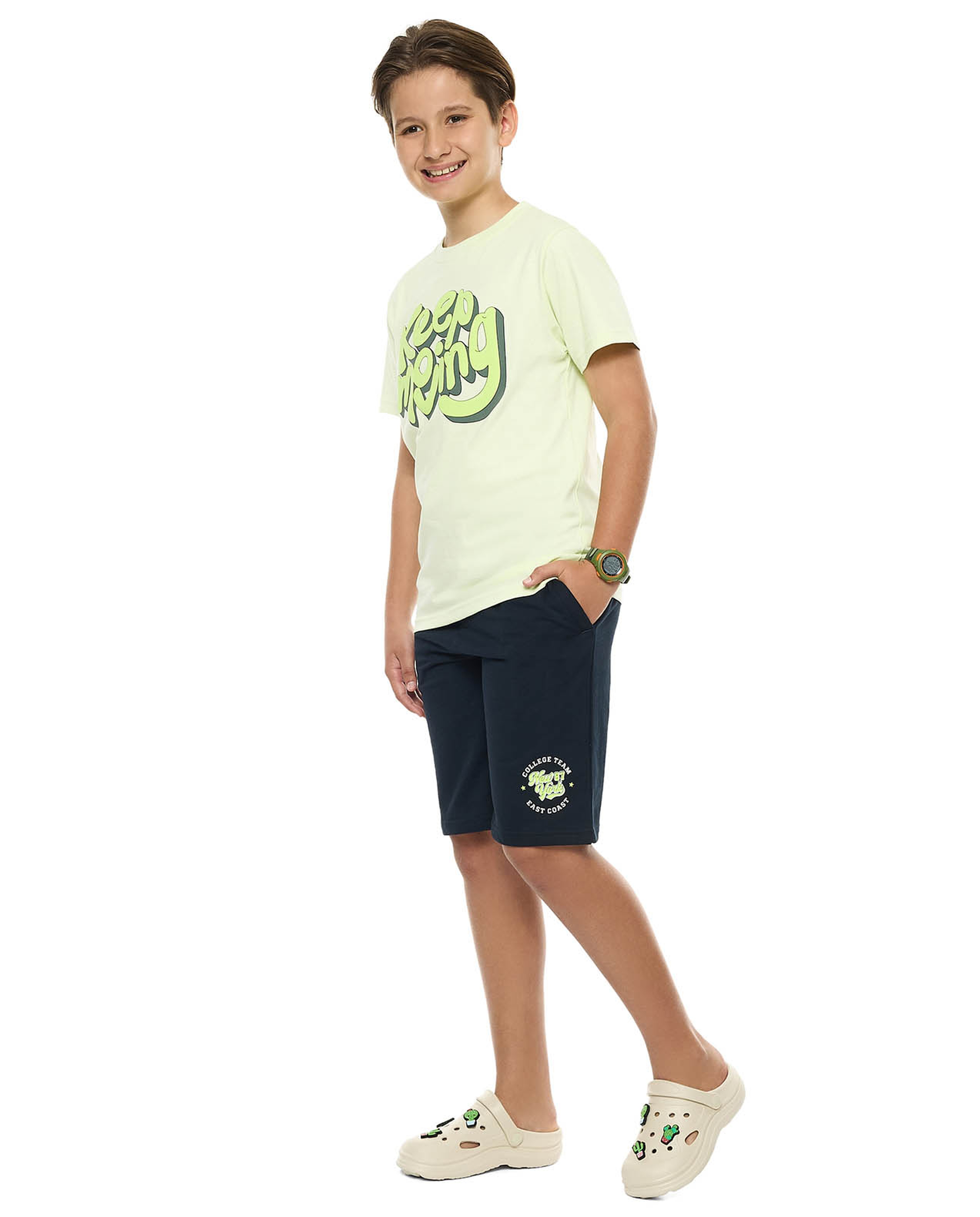 Printed T-Shirt with Crew Neck and Short Sleeves